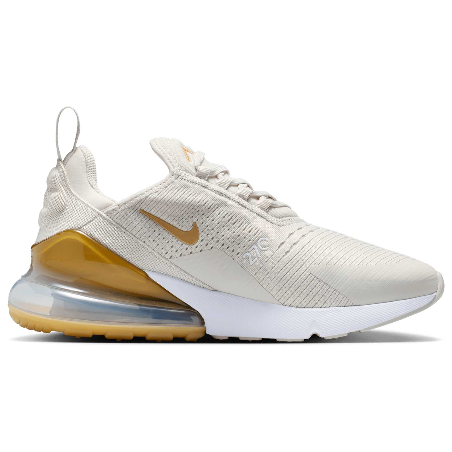 Nike Air Max 270 - Women's - White/Mtlc Gold/Lt Bone
