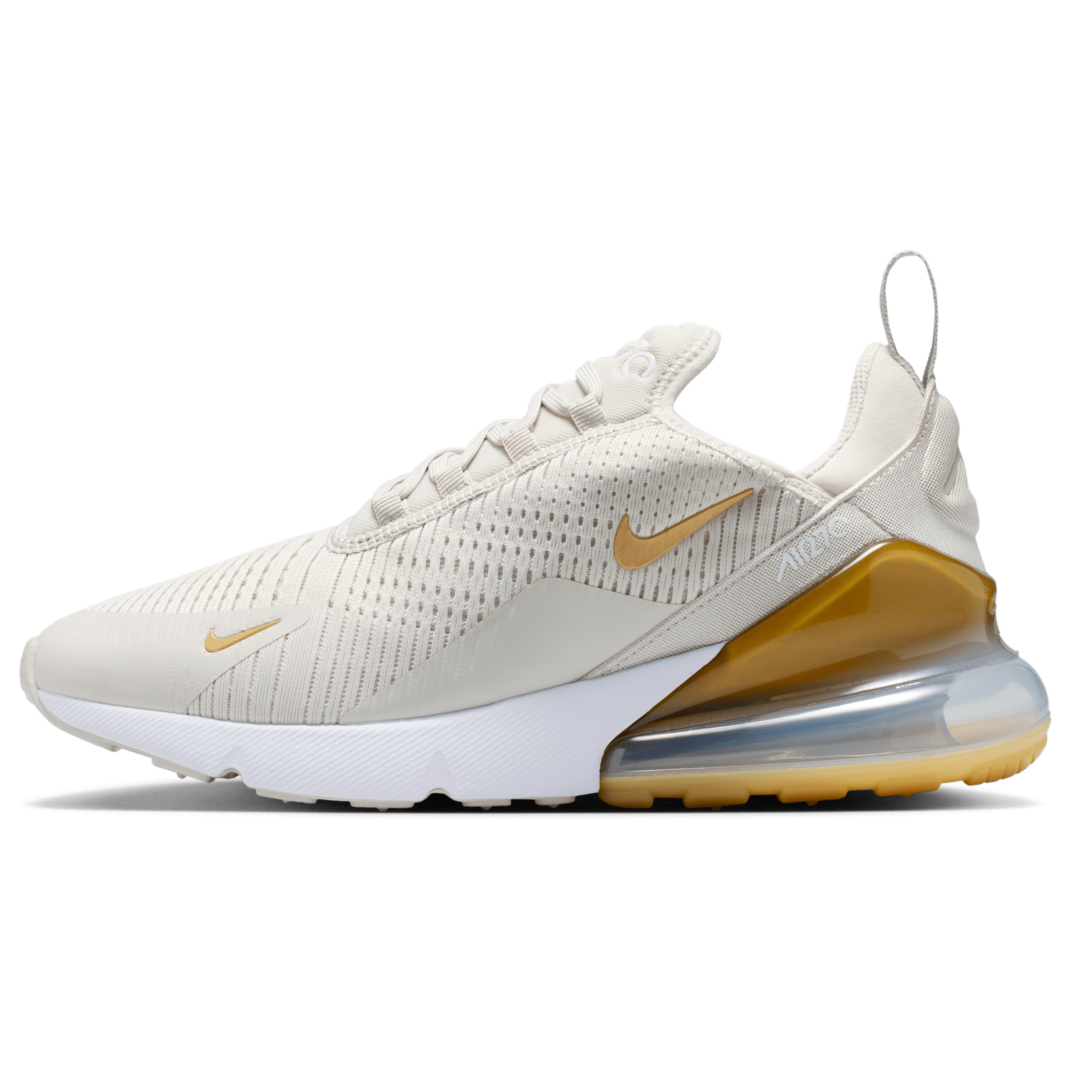Nike Air Max 270 - Women's - White/Mtlc Gold/Lt Bone