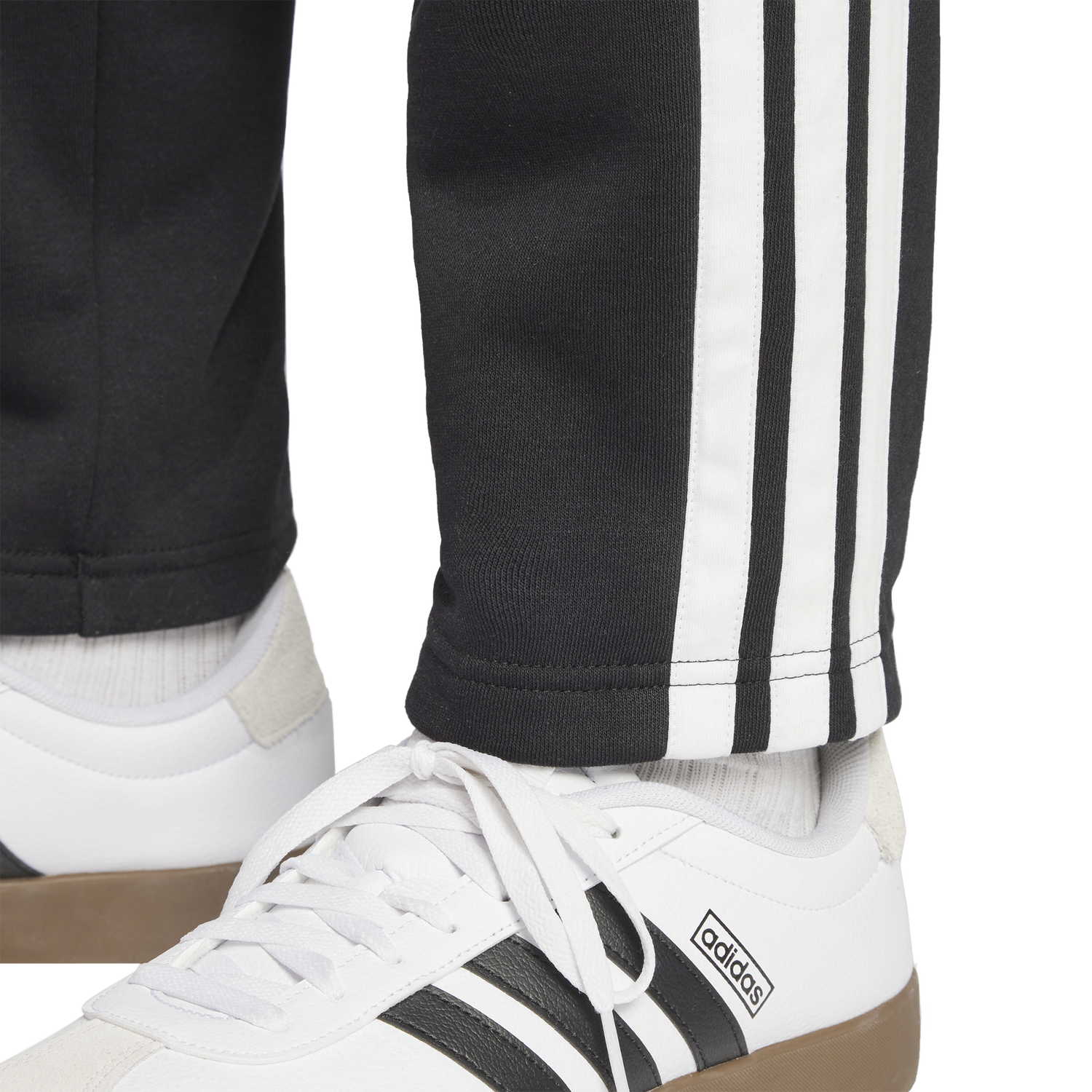 adidas Essentials 3-Stripes Fleece Open Hem Pants - Men's - Black/White
