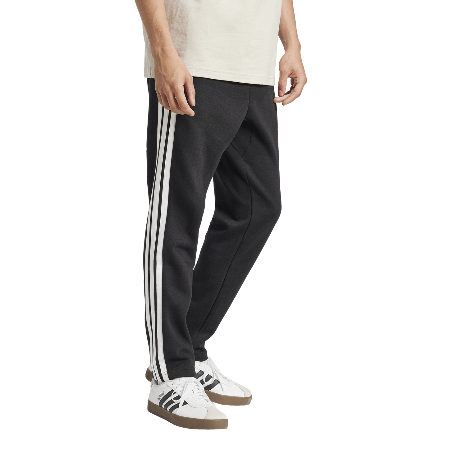 adidas Essentials 3-Stripes Fleece Open Hem Pants - Men's - Black/White