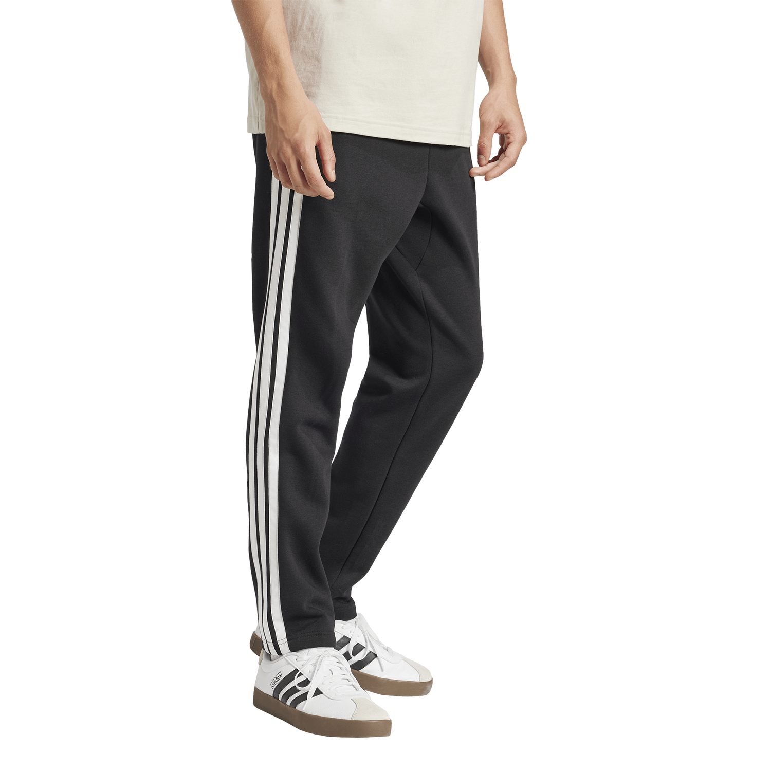 adidas Essentials 3-Stripes Fleece Open Hem Pants - Men's - Black/White