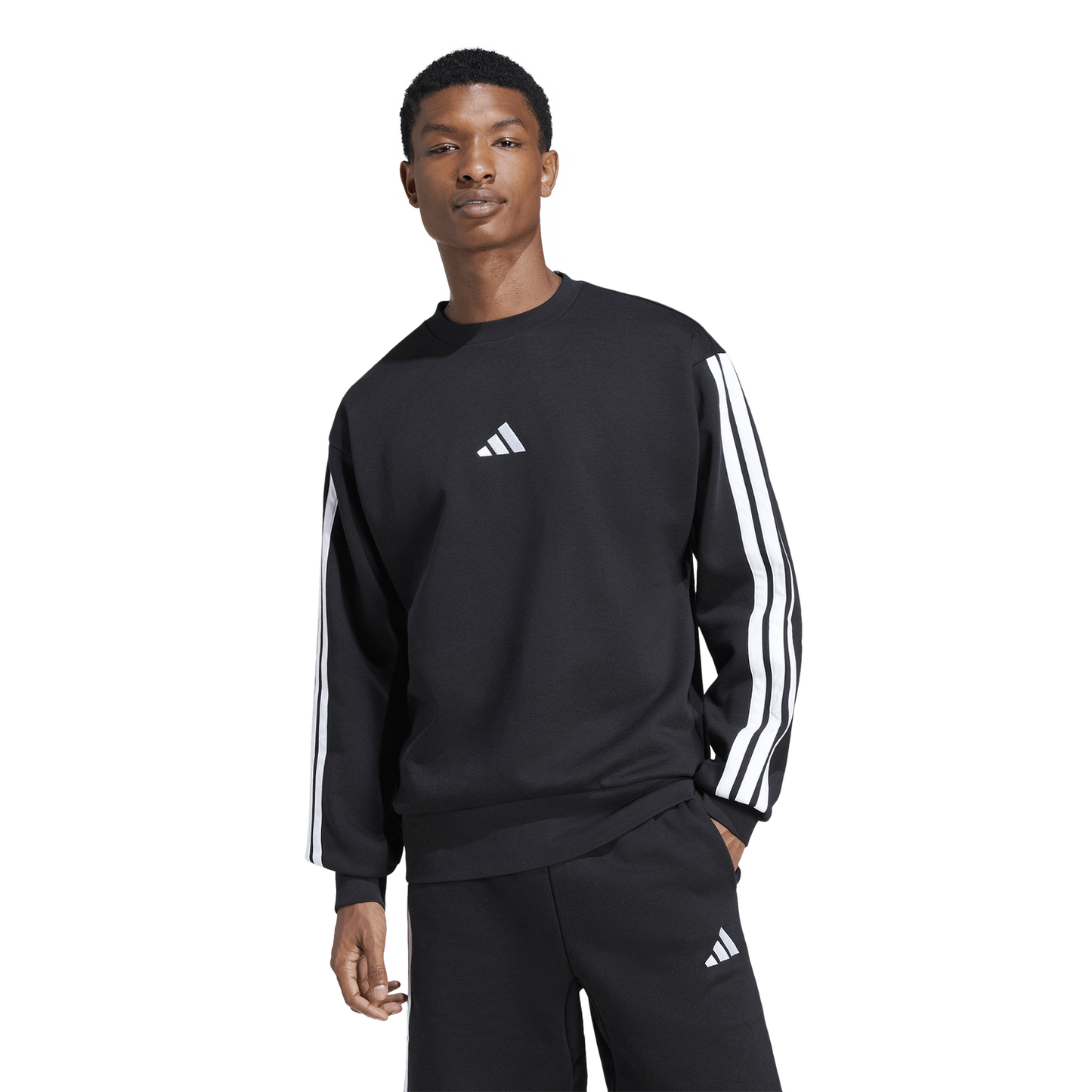 adidas Essentials 3-Stripes Fleece Sweatshirt - Men's - Black/White
