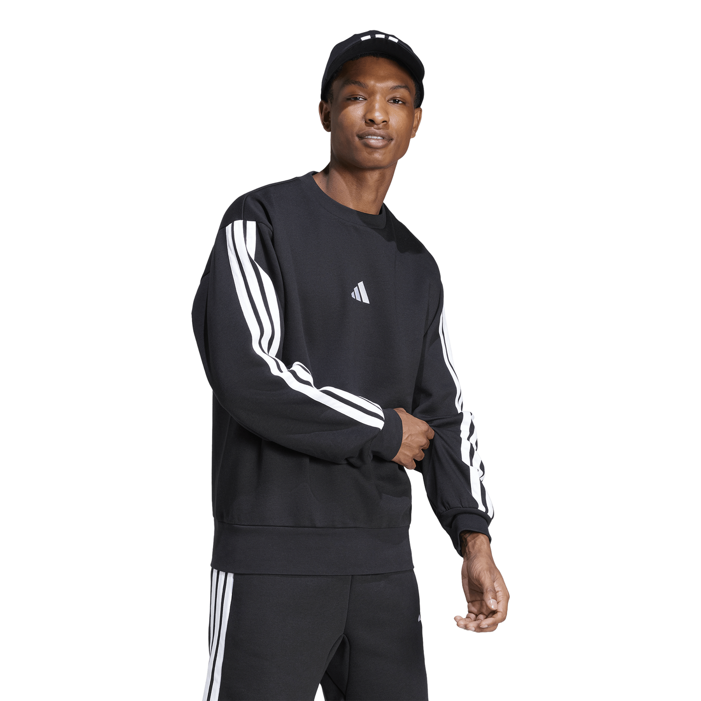 adidas Essentials 3-Stripes Fleece Sweatshirt - Men's - Black/White