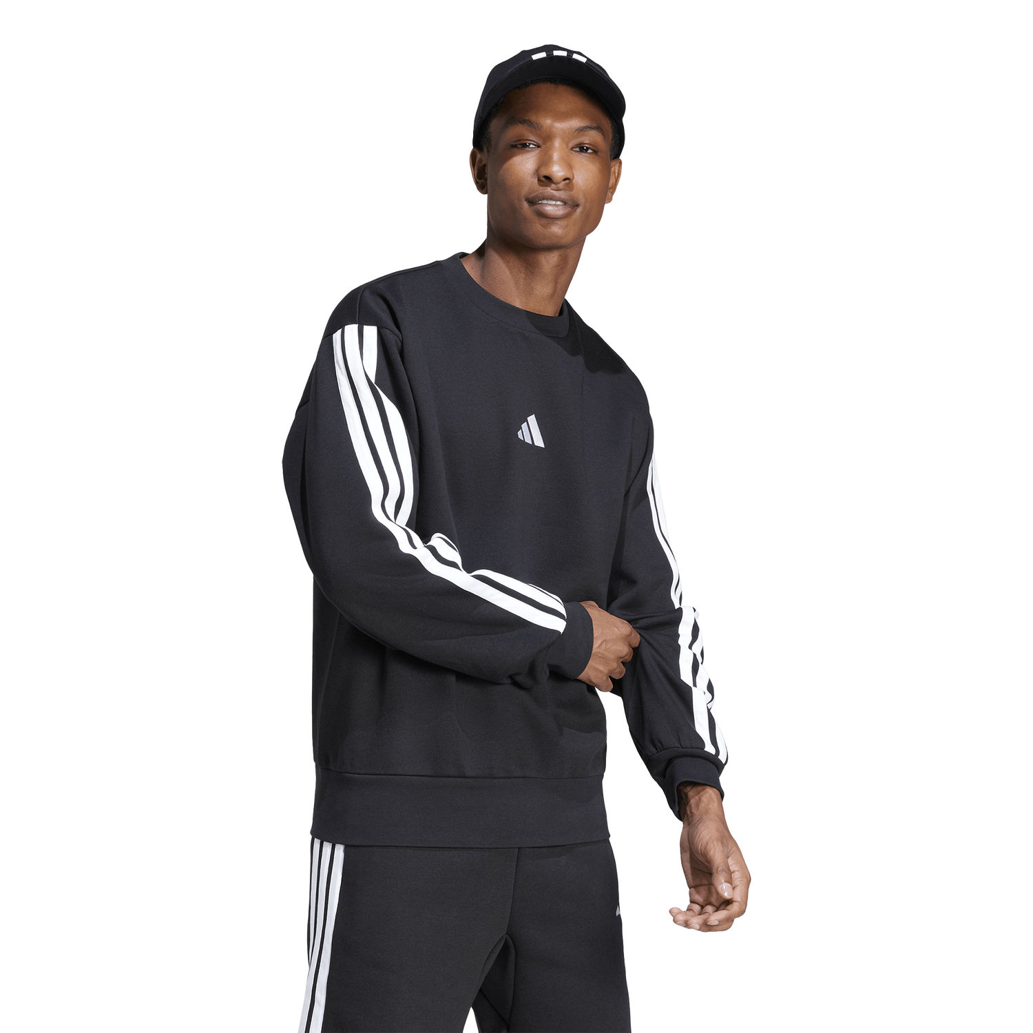 adidas Essentials 3-Stripes Fleece Sweatshirt - Men's - Black/White