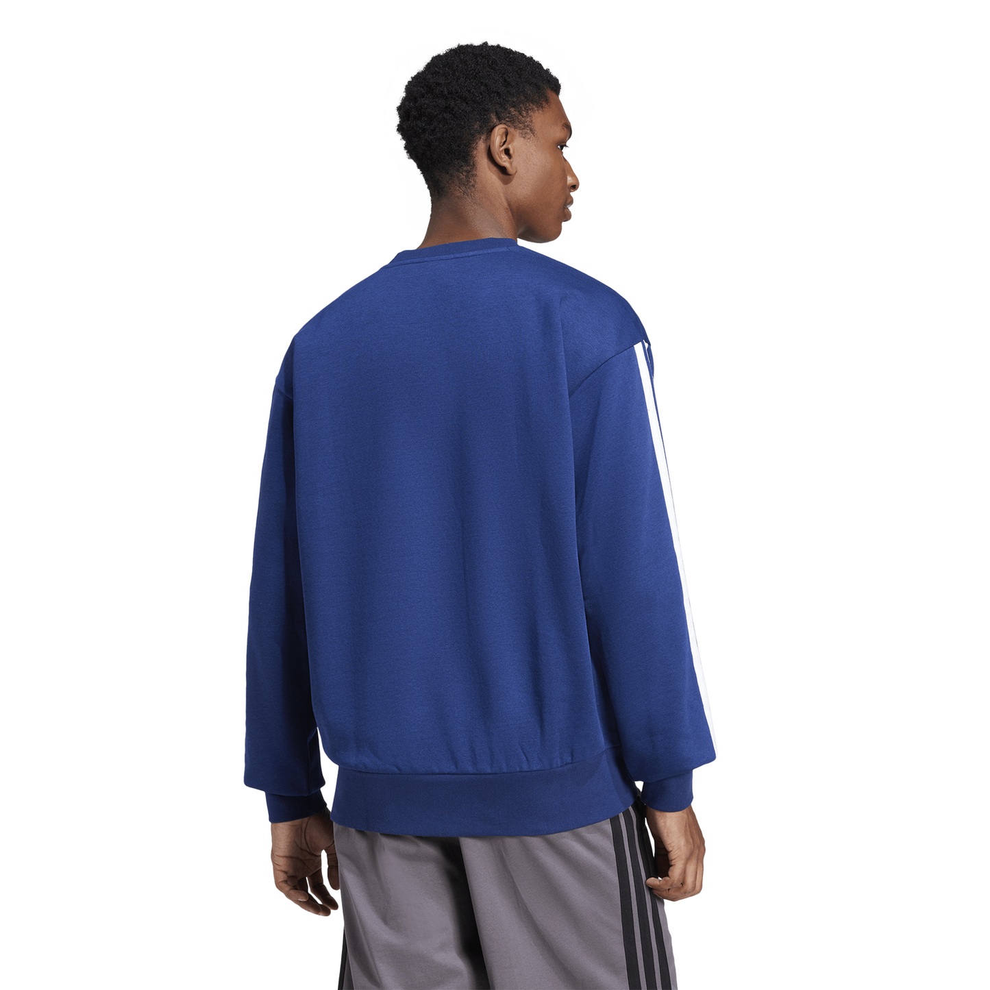 adidas Essentials 3-Stripes Fleece Sweatshirt - Men's - Dark Blue/White