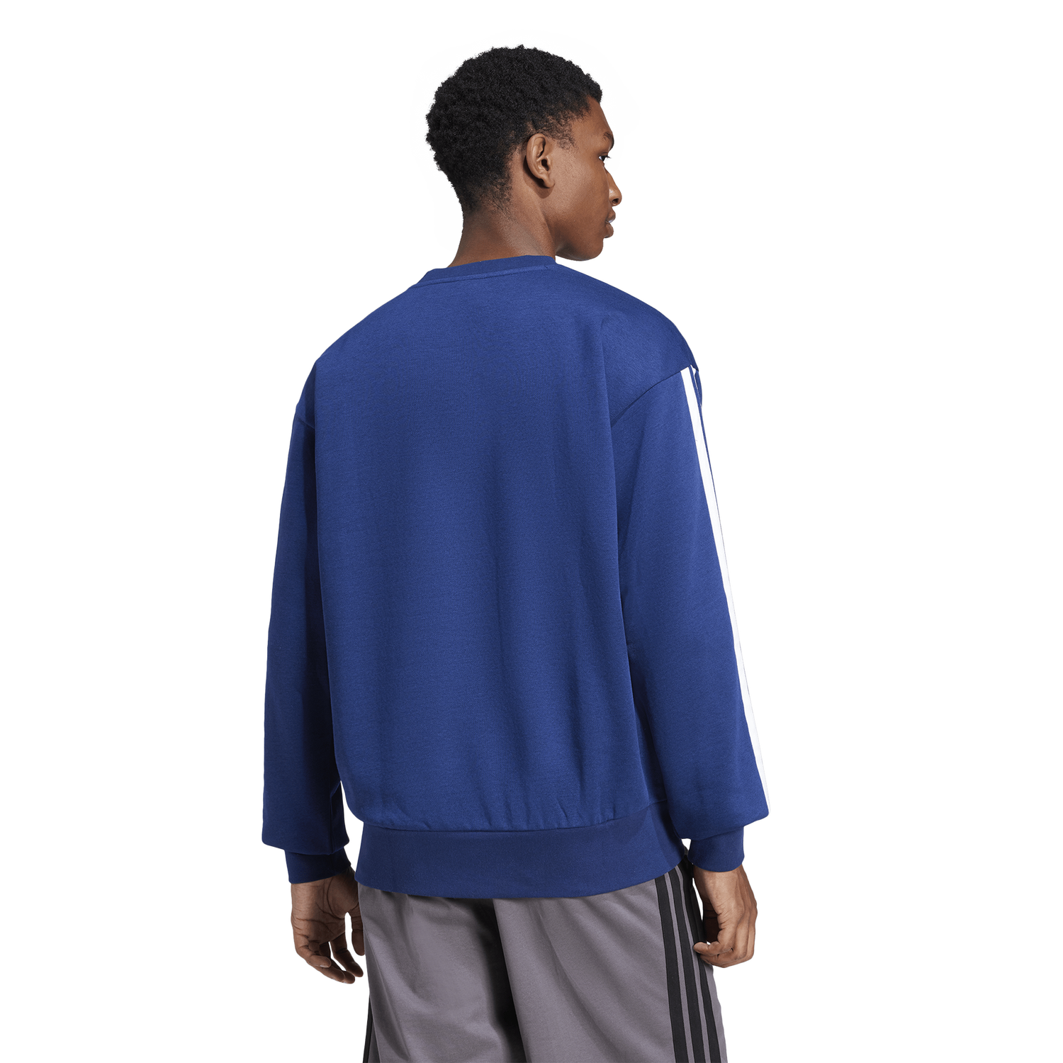 adidas Essentials 3-Stripes Fleece Sweatshirt - Men's - Dark Blue/White