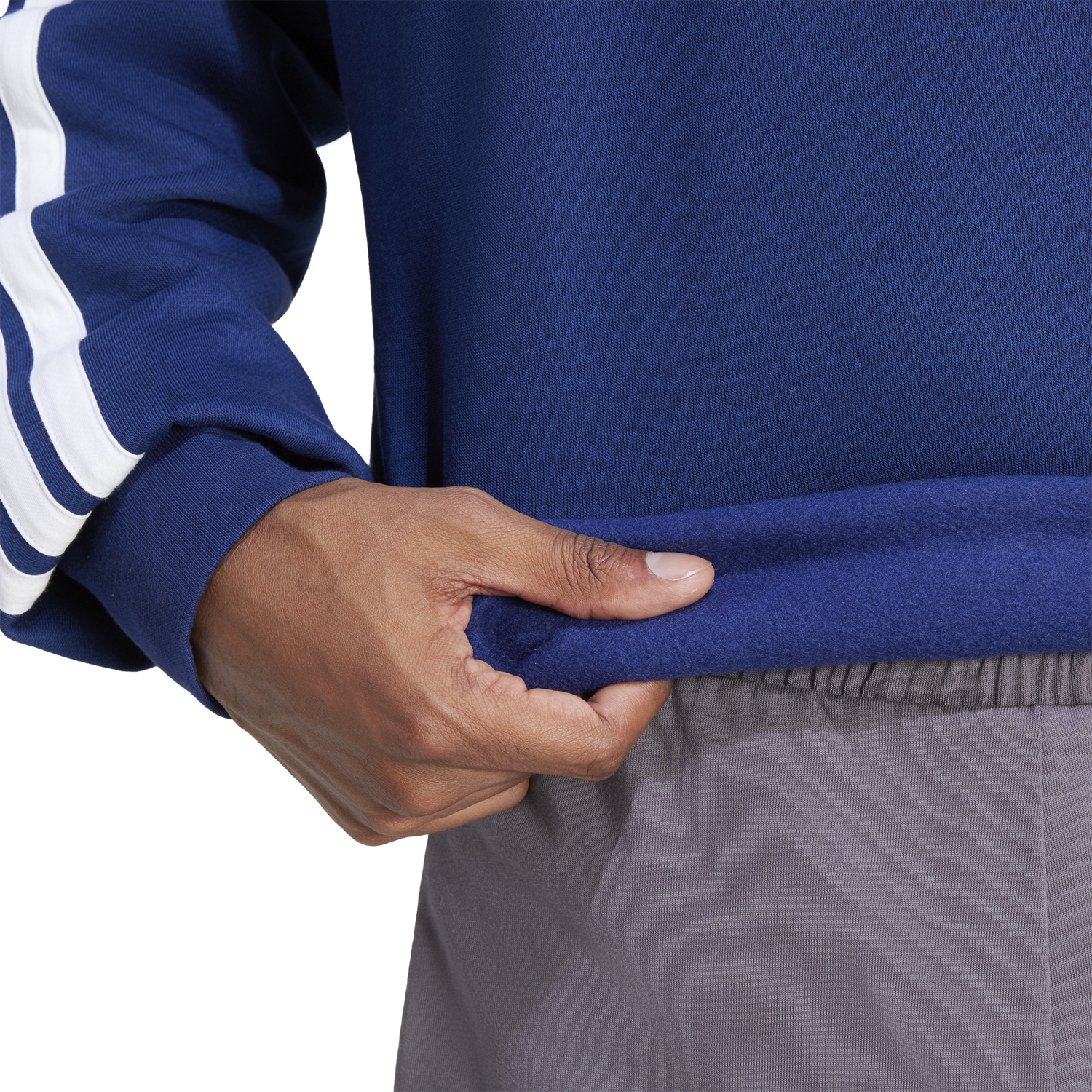 adidas Essentials 3-Stripes Fleece Sweatshirt - Men's - Dark Blue/White