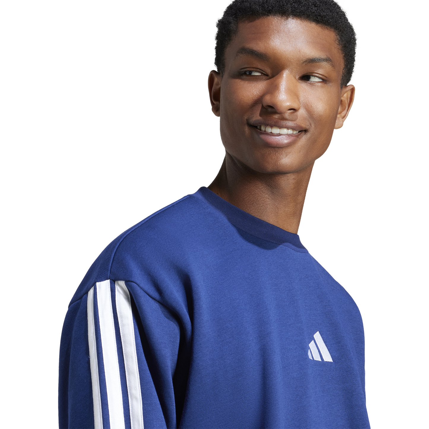 adidas Essentials 3-Stripes Fleece Sweatshirt - Men's - Dark Blue/White