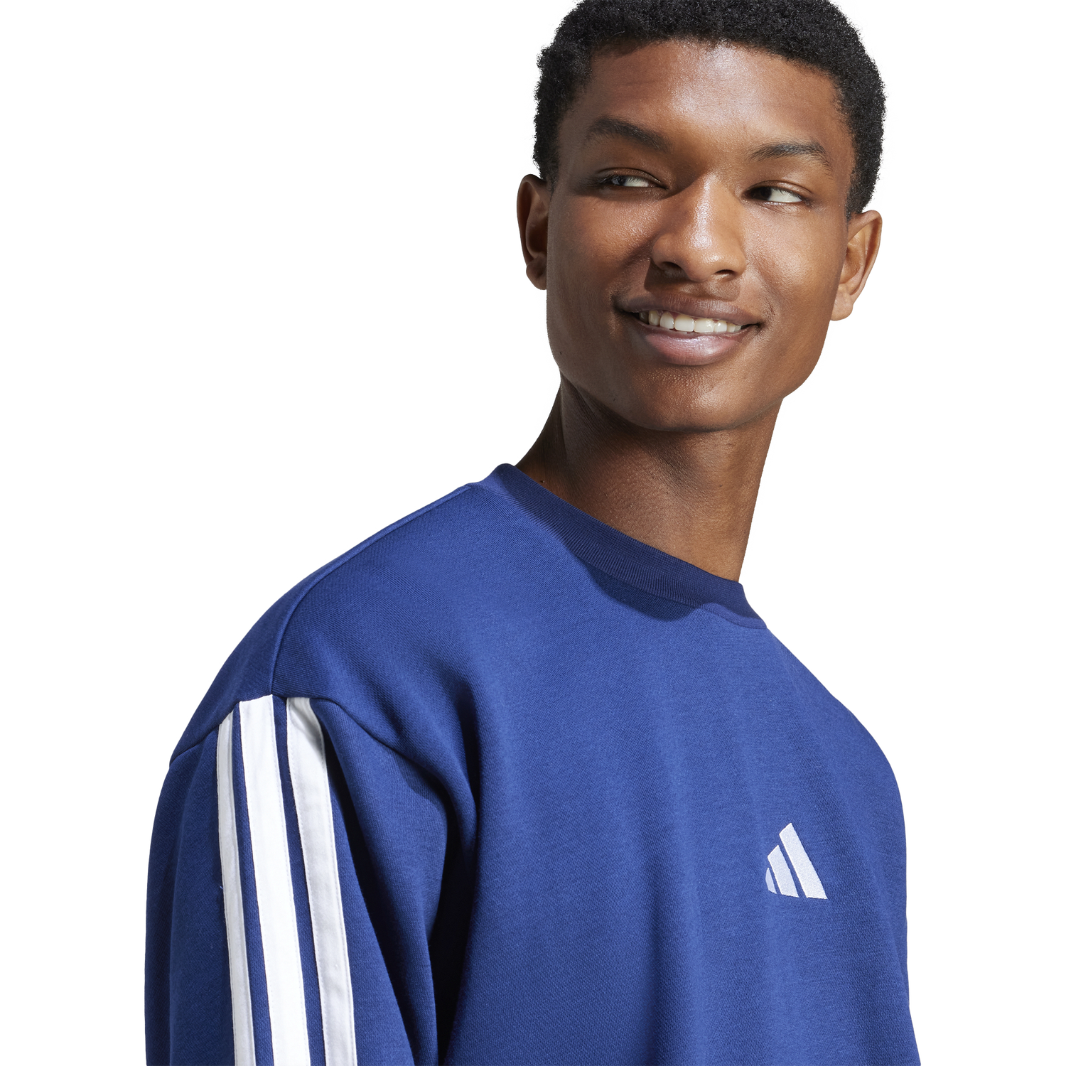 adidas Essentials 3-Stripes Fleece Sweatshirt - Men's - Dark Blue/White