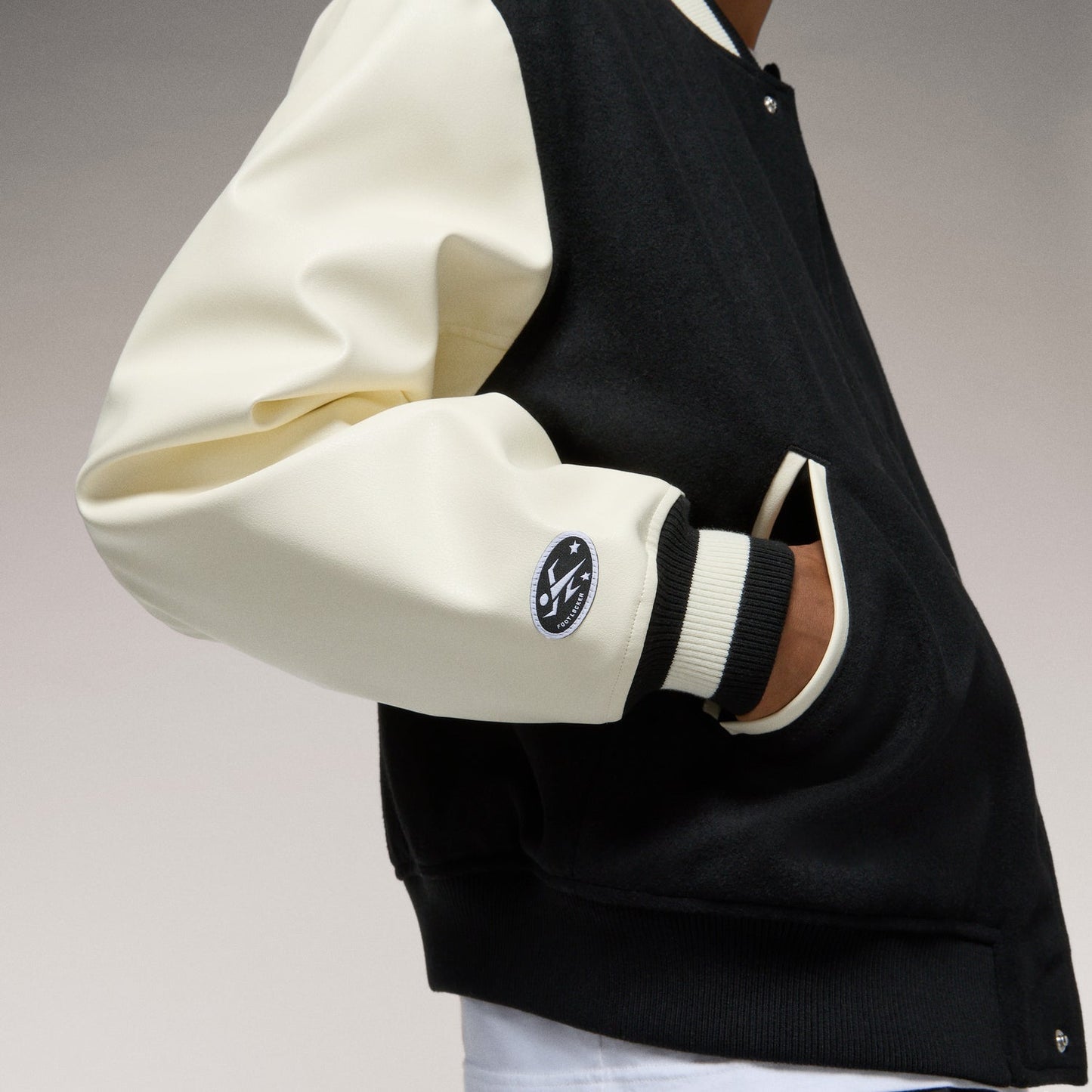 LCKR The Five One Two Varsity Jacket - Men's - Egret/Black
