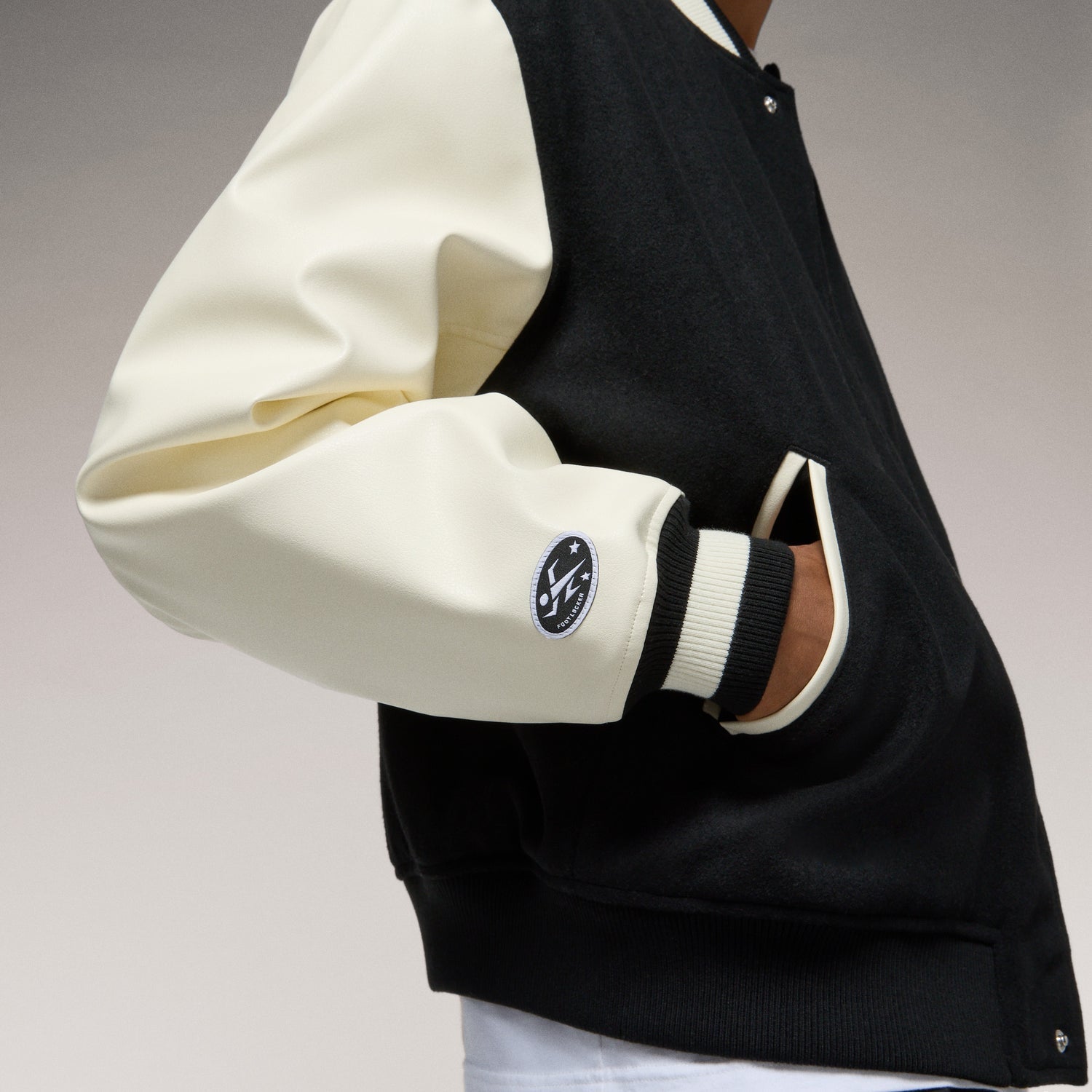 LCKR The Five One Two Varsity Jacket - Men's - Egret/Black