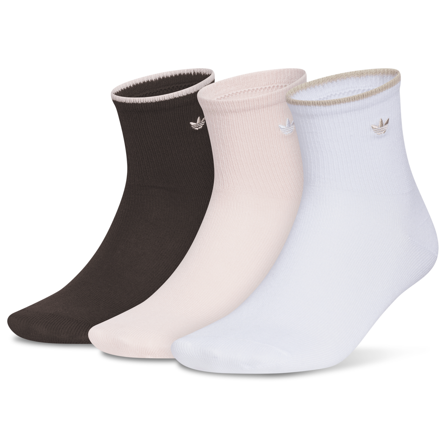 adidas Originals Luna High Quarter Socks 3-Pack - Women's - Aurora Coffee Brown/Sandy Pink/White