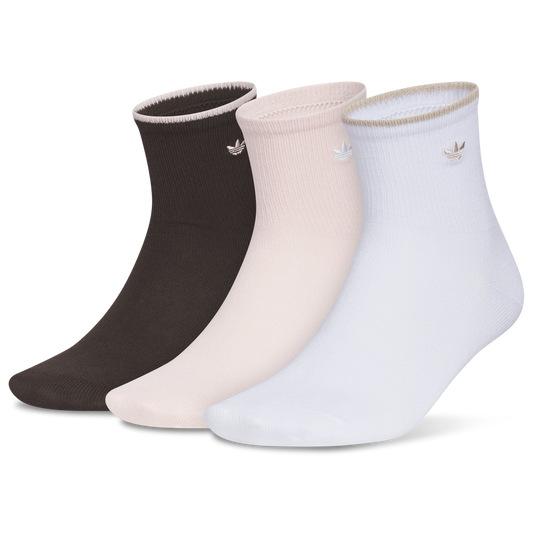 adidas Originals Luna High Quarter Socks 3-Pack - Women's - Aurora Coffee Brown/Sandy Pink/White