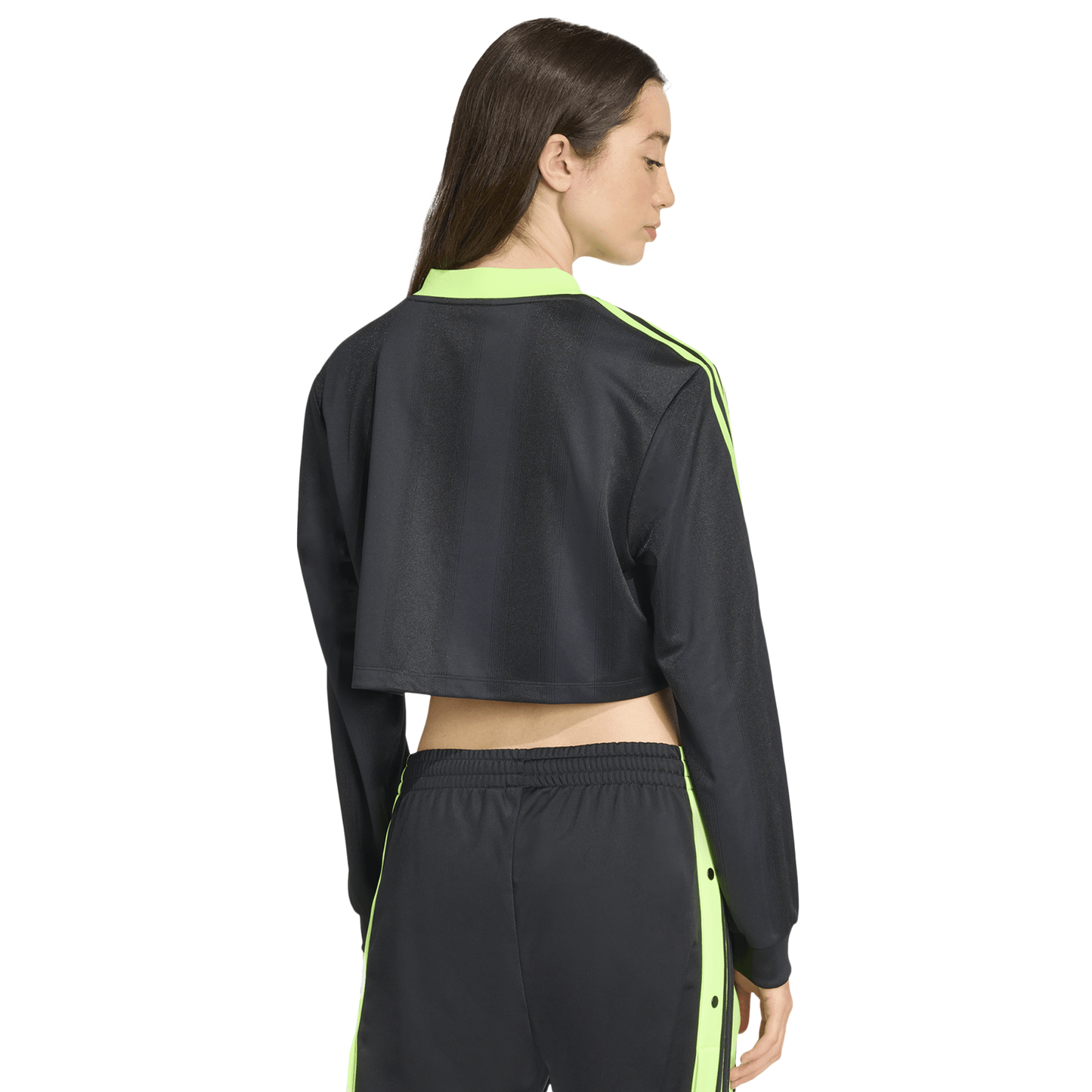 adidas Jacquard Long Sleeve T-Shirt - Women's - Black/Volt