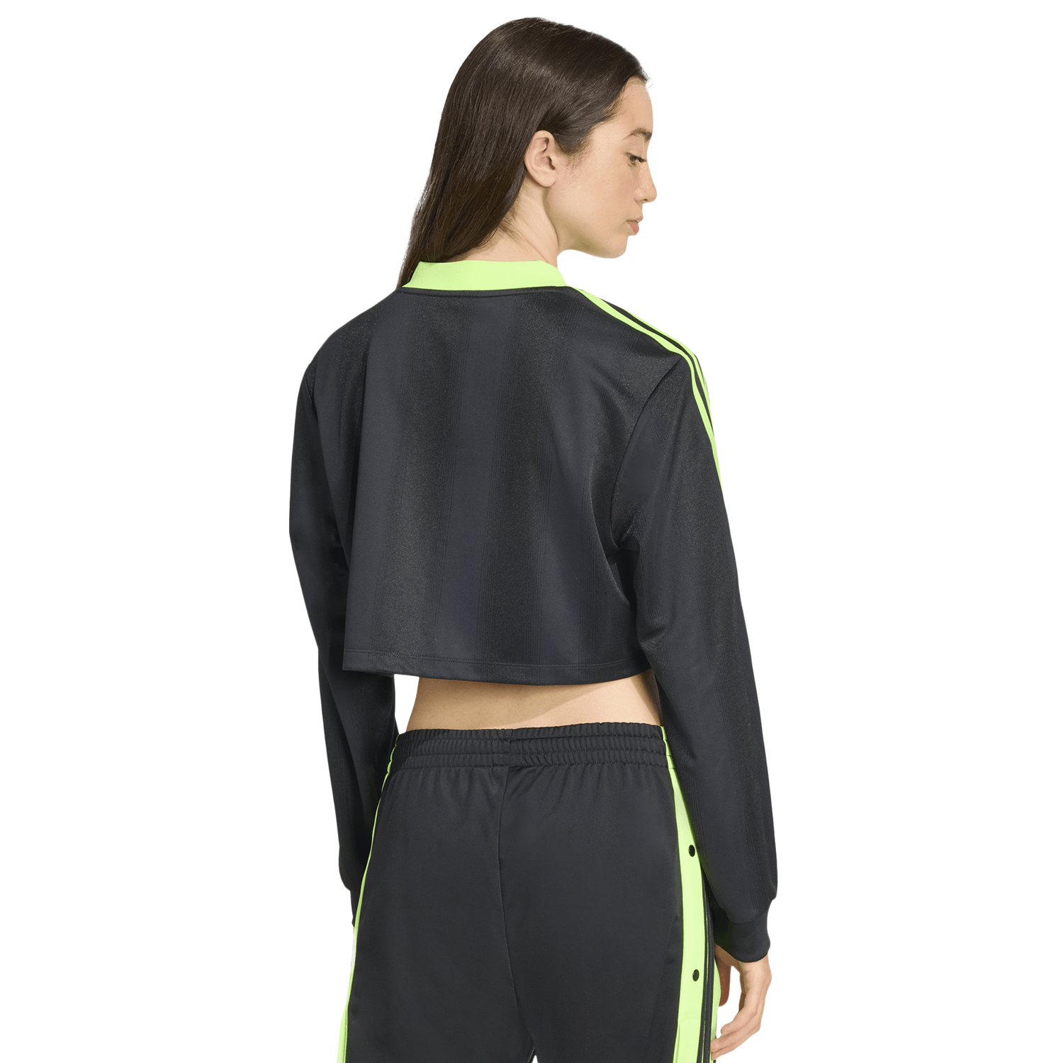 adidas Jacquard Long Sleeve T-Shirt - Women's - Black/Volt
