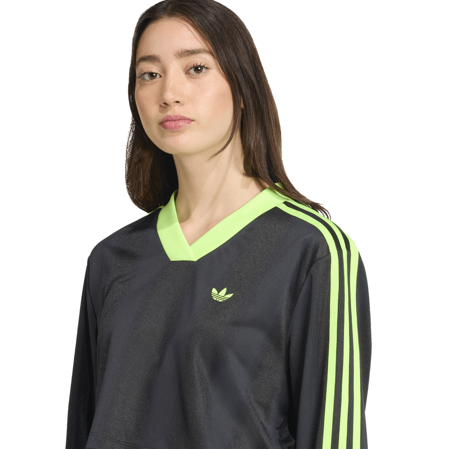 adidas Jacquard Long Sleeve T-Shirt - Women's - Black/Volt