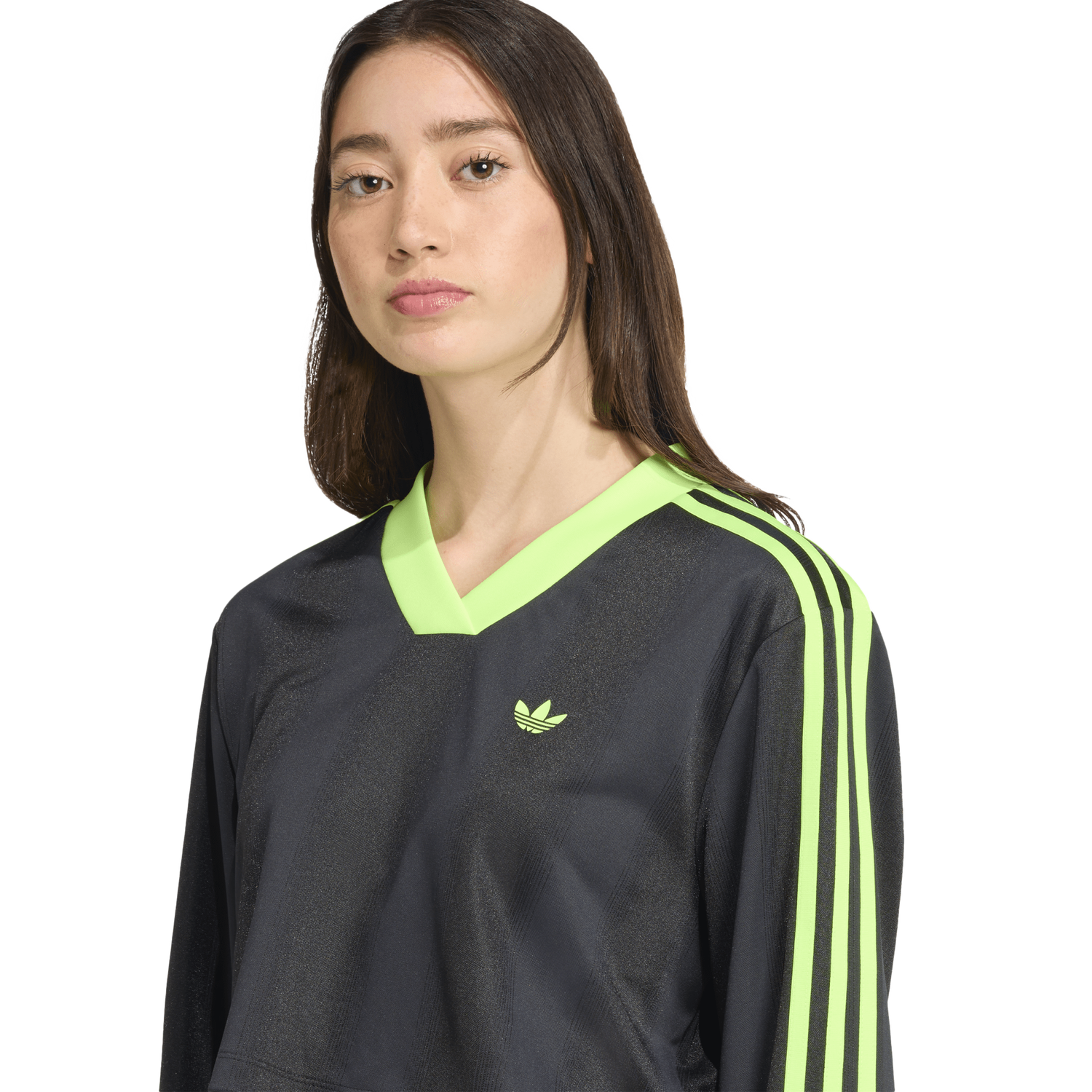 adidas Jacquard Long Sleeve T-Shirt - Women's - Black/Volt