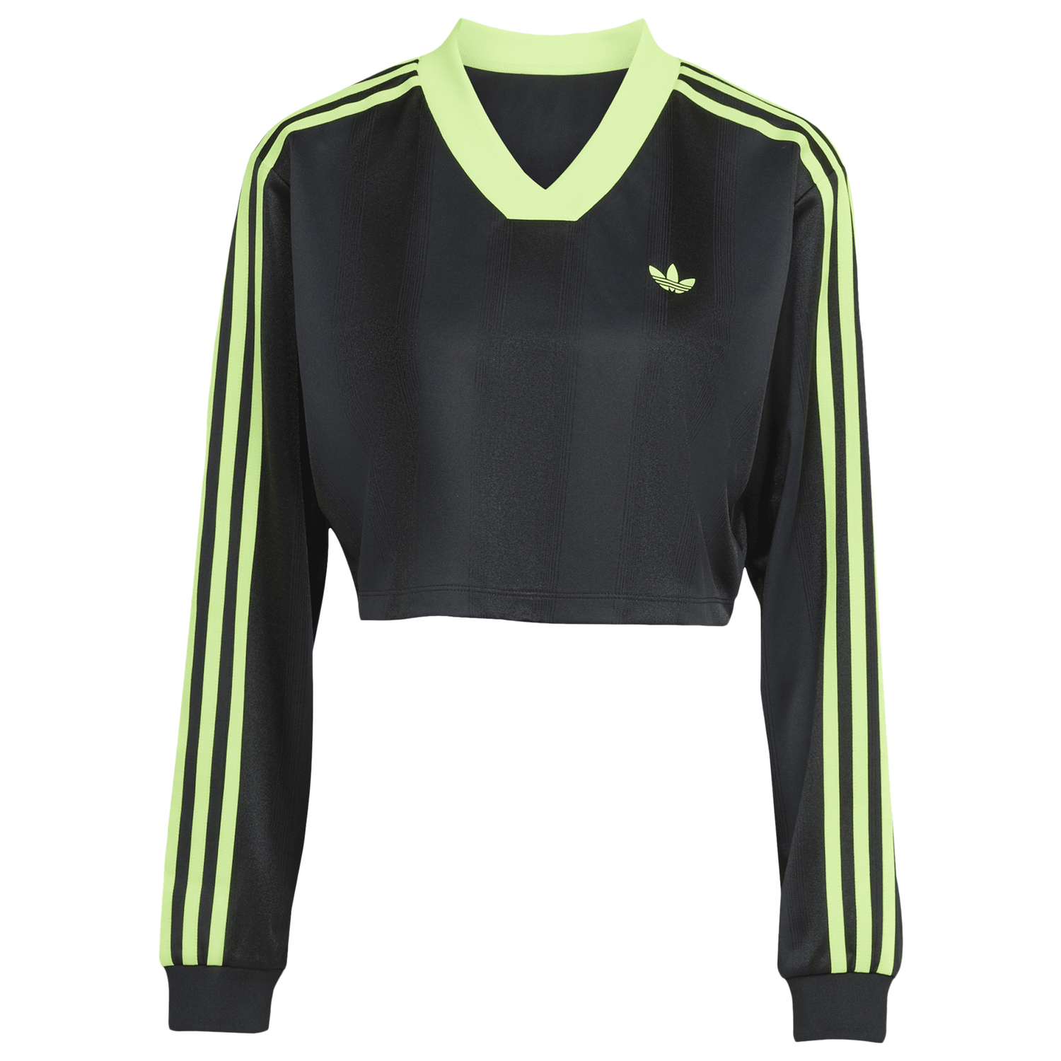 adidas Jacquard Long Sleeve T-Shirt - Women's - Black/Volt