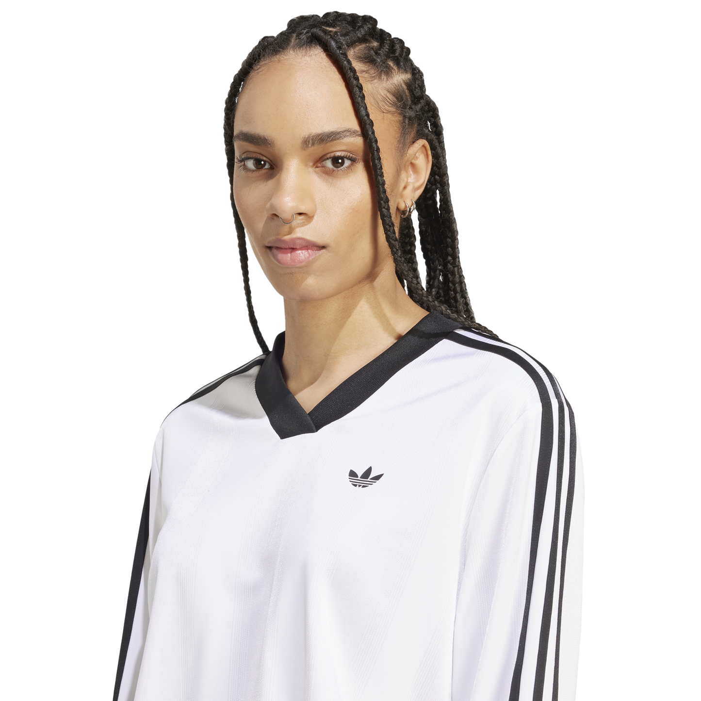 adidas Jacquard Long Sleeve T-Shirt - Women's - White/Black
