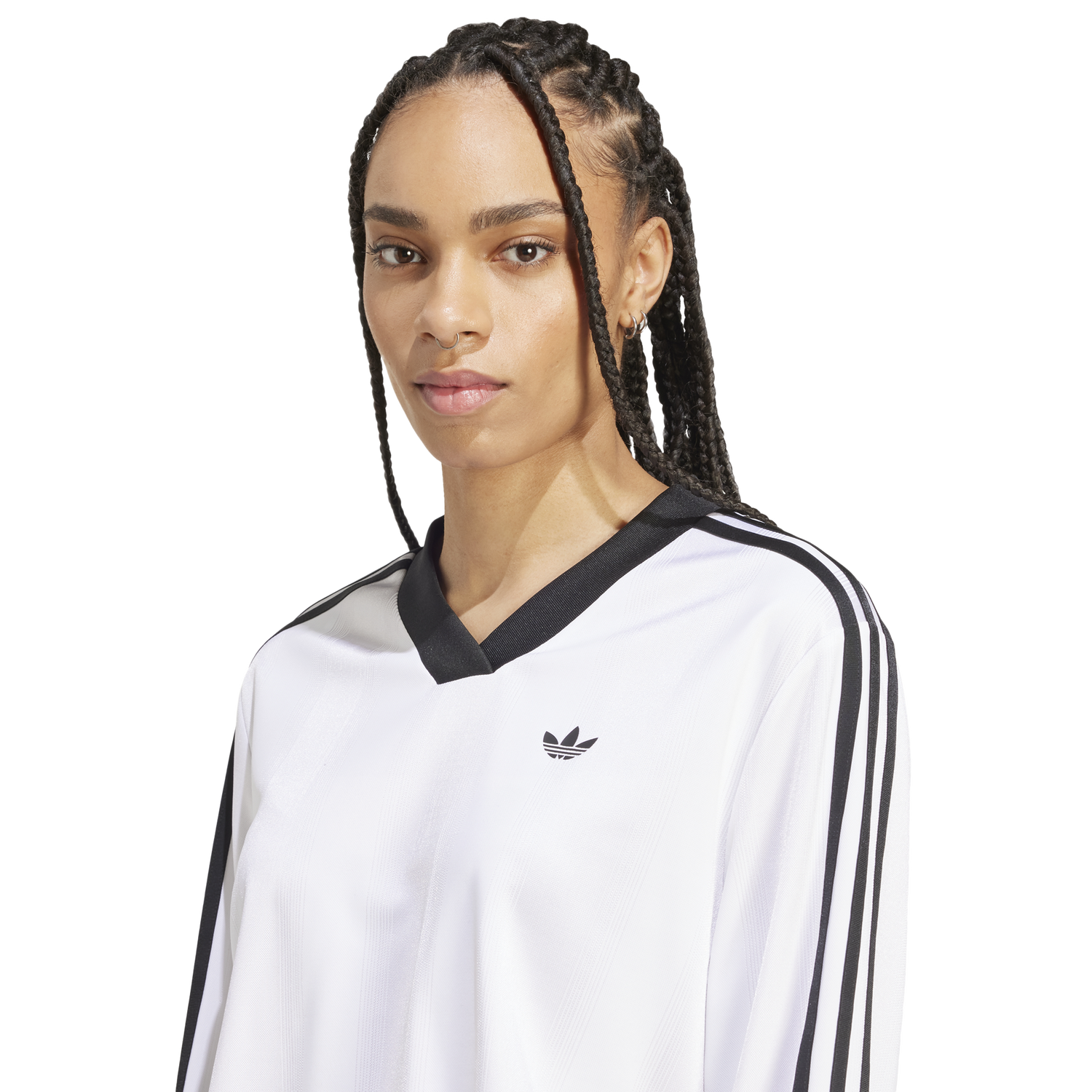 adidas Jacquard Long Sleeve T-Shirt - Women's - White/Black