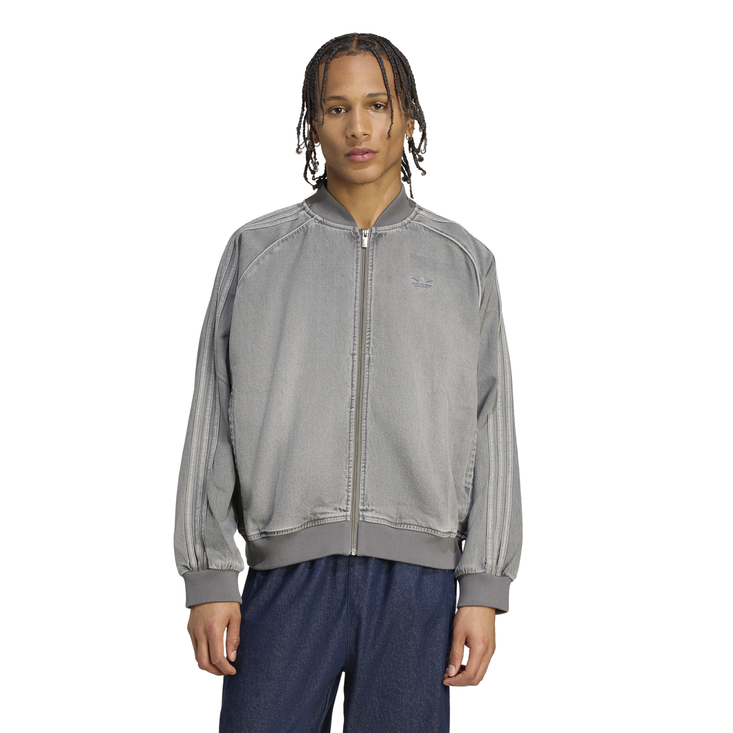 adidas Originals SST Denim Oversize Track Top - Men's - Denim Stone/Black
