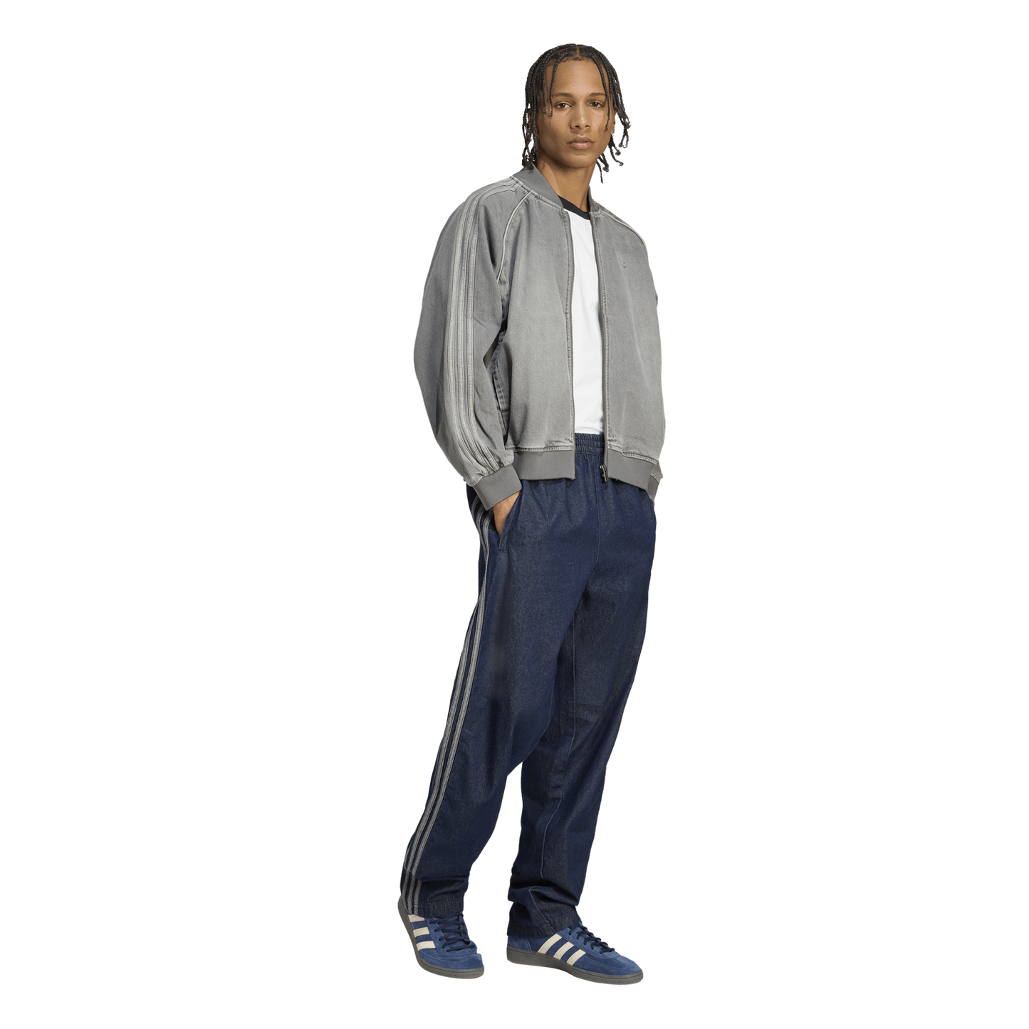 adidas Originals SST Denim Oversize Track Top - Men's - Denim Stone/Black