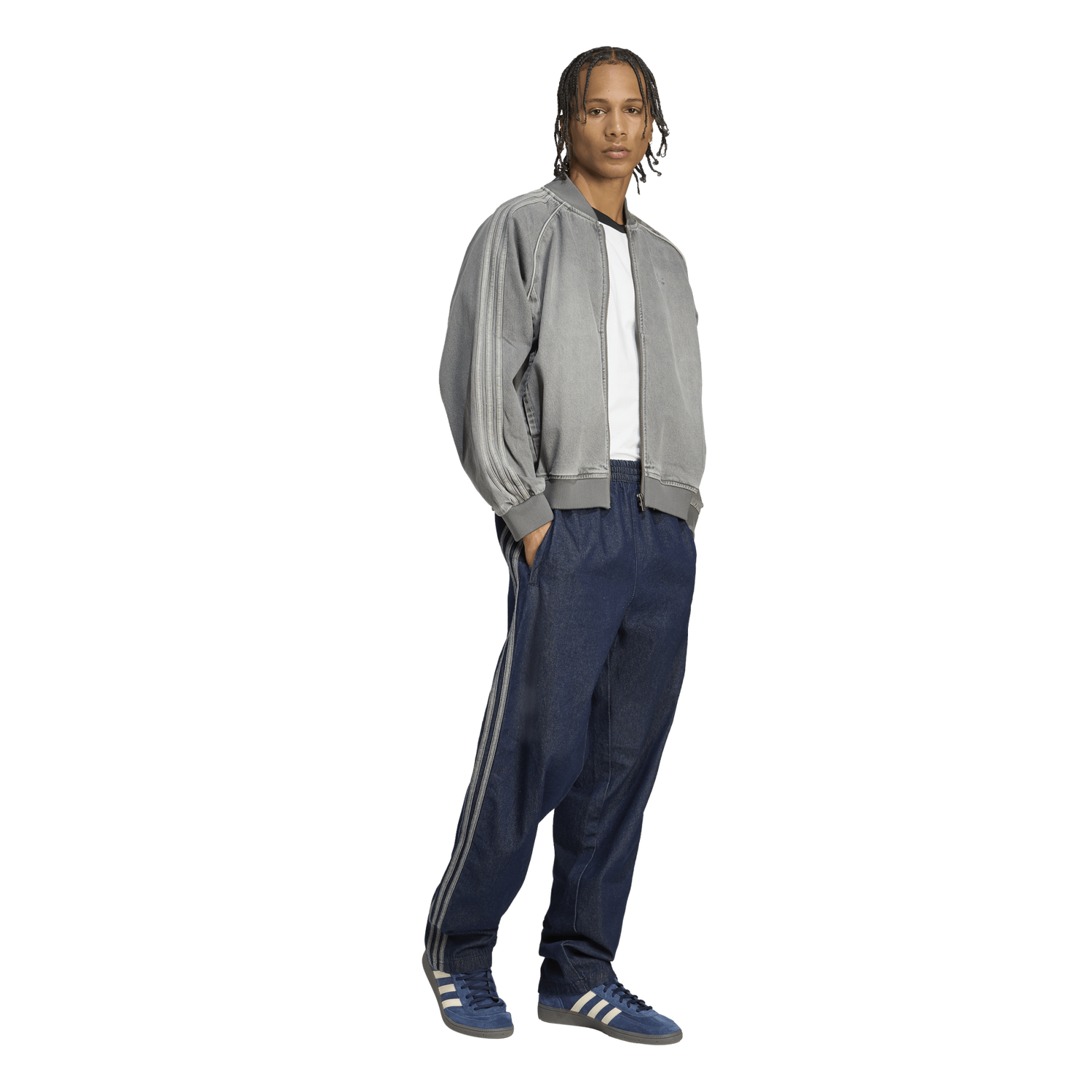 adidas Originals SST Denim Oversize Track Top - Men's - Denim Stone/Black