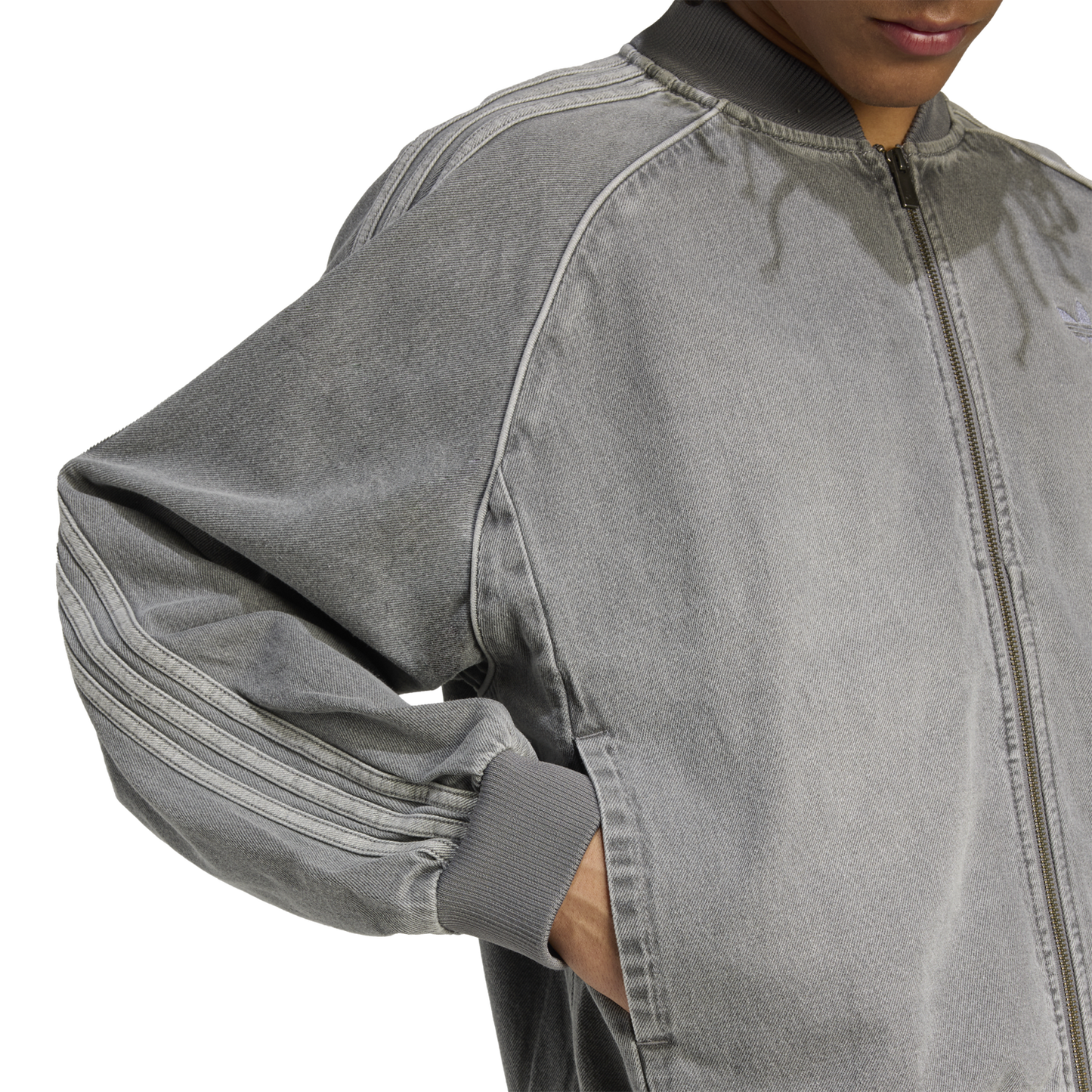 adidas Originals SST Denim Oversize Track Top - Men's - Denim Stone/Black