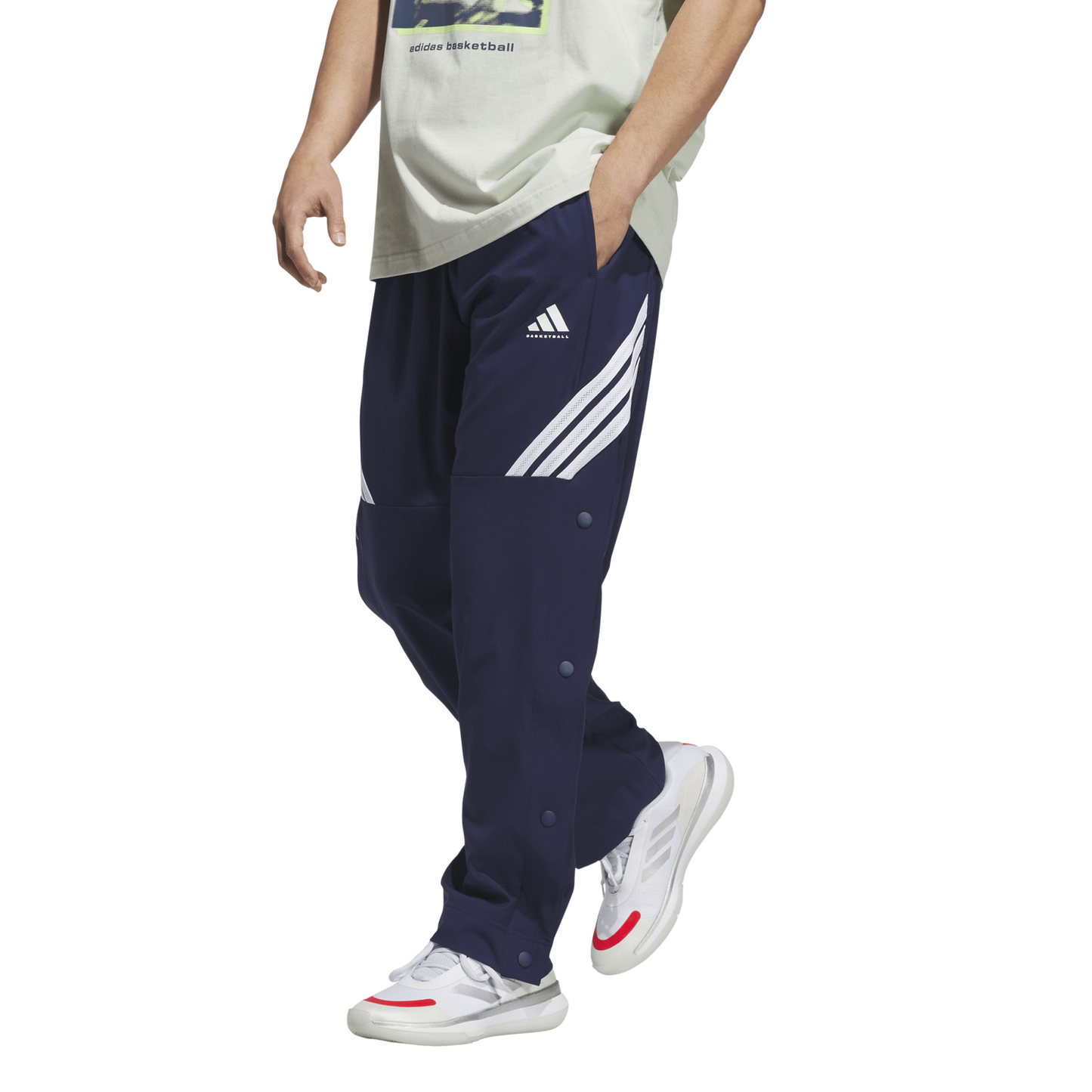 adidas CrazyLite Woven Basketball Pants - Men's - White/Team Navy Blue