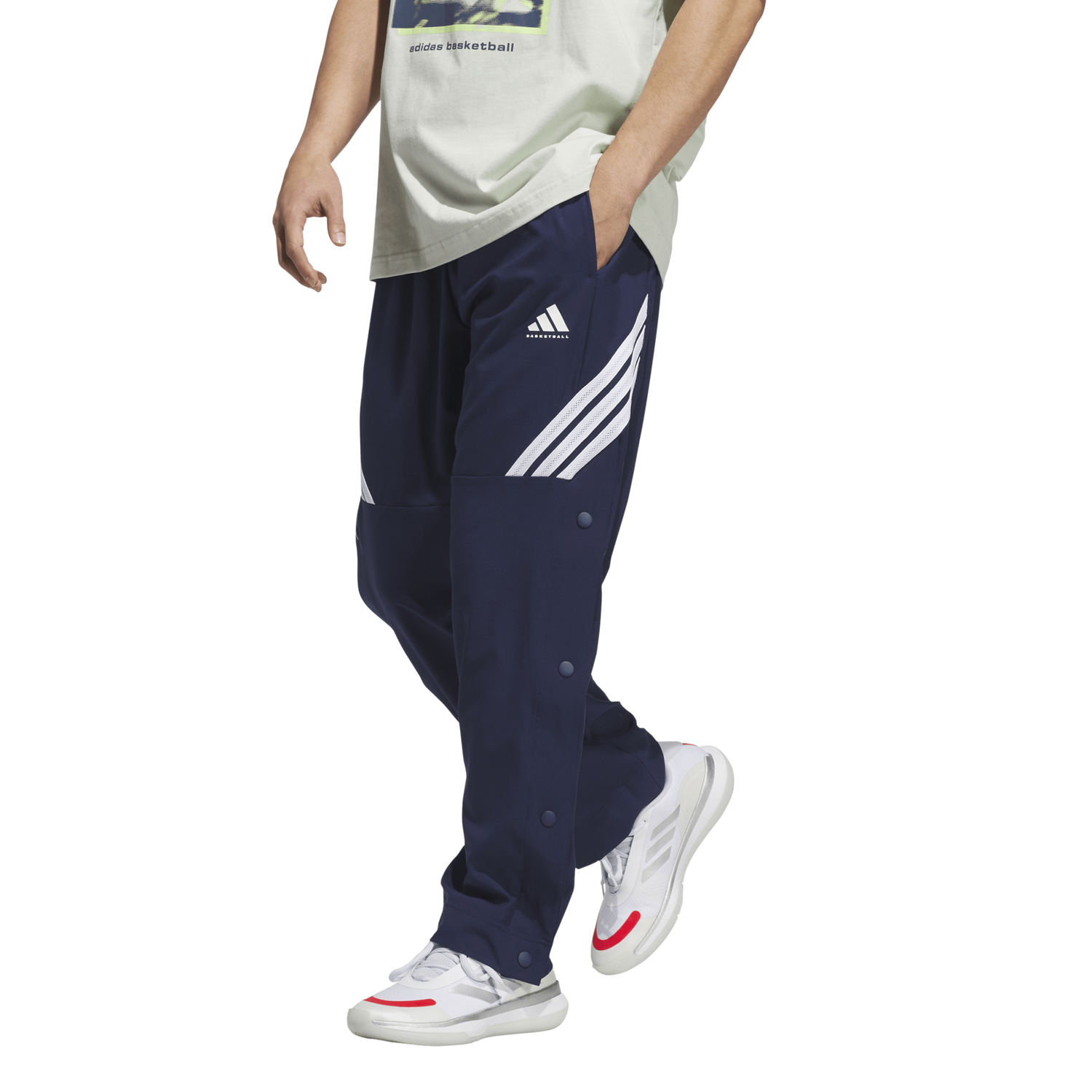 adidas CrazyLite Woven Basketball Pants - Men's - White/Team Navy Blue