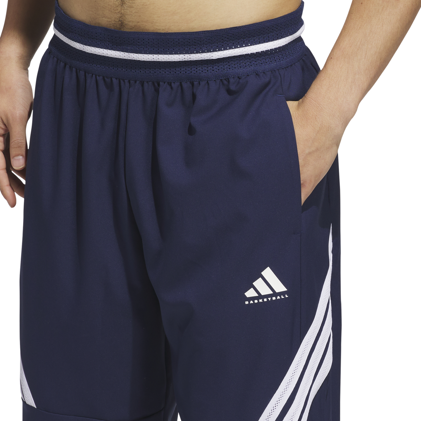 adidas CrazyLite Woven Basketball Pants - Men's - White/Team Navy Blue