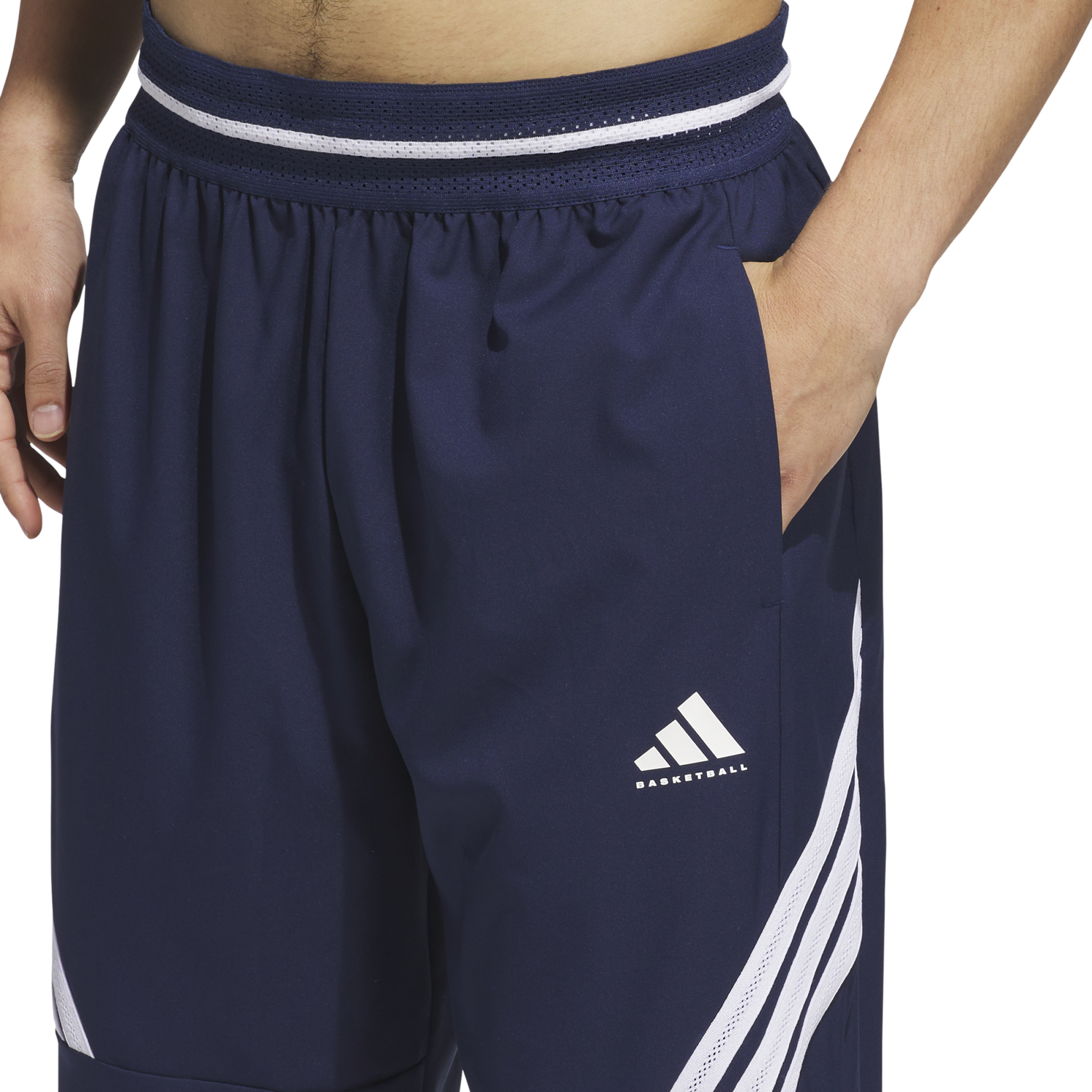 adidas CrazyLite Woven Basketball Pants - Men's - White/Team Navy Blue