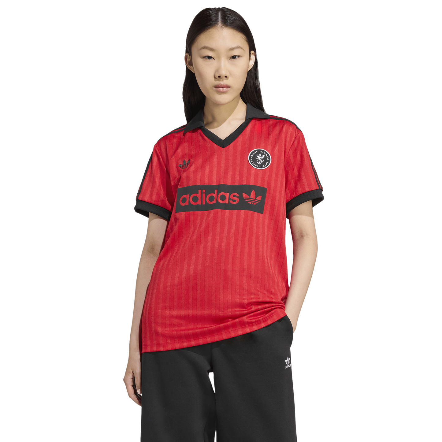 adidas Football Polo Tee - Women's - Black/Better Scarlet