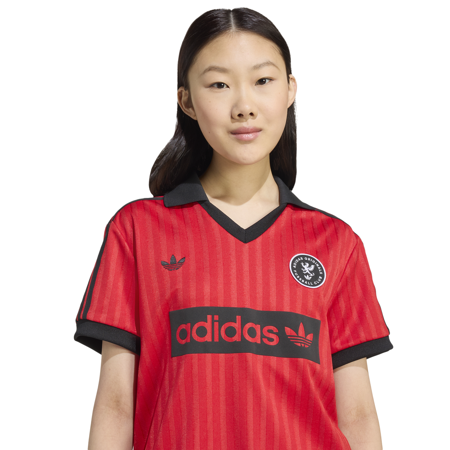 adidas Football Polo Tee - Women's - Black/Better Scarlet