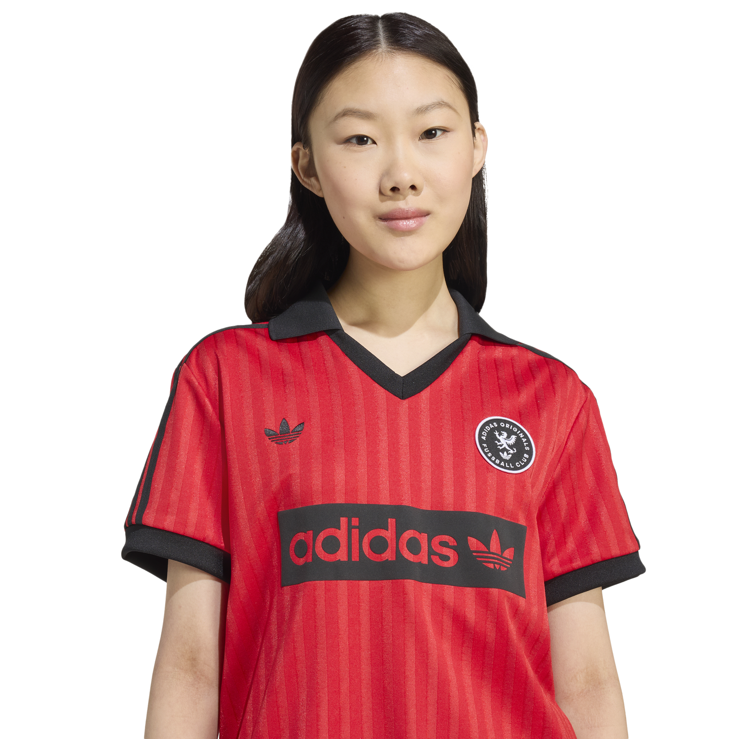 adidas Football Polo Tee - Women's - Black/Better Scarlet