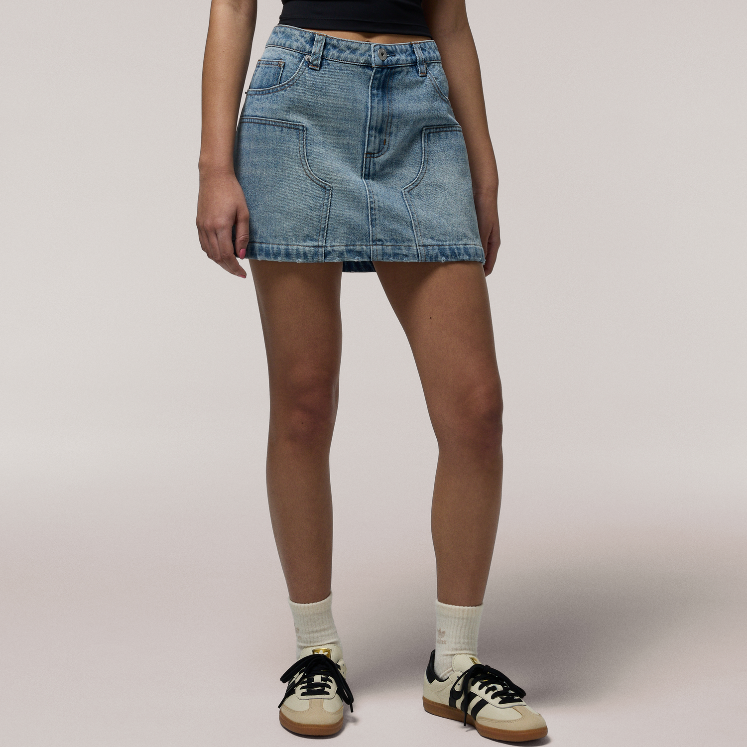Cozi Mini Carpenter Skirt - Women's - Light Denim