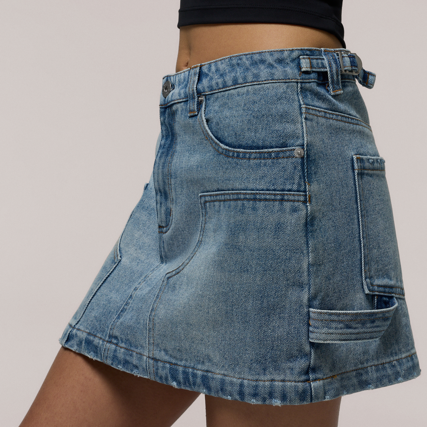 Cozi Mini Carpenter Skirt - Women's - Light Denim