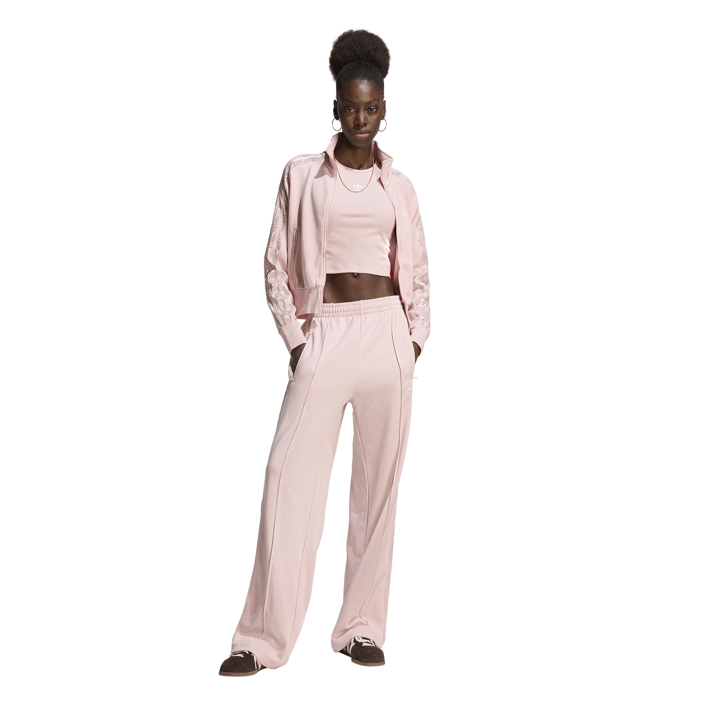 adidas Firebird Lace Track Top - Women's - Brown/Sandy Pink