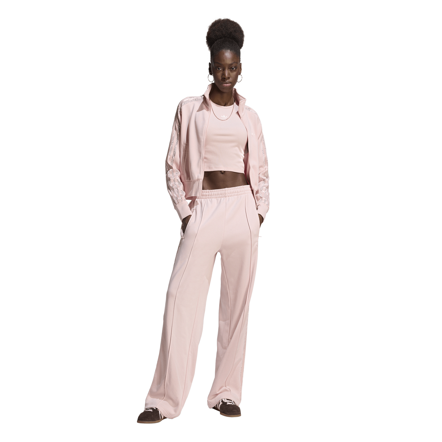 adidas Firebird Lace Track Top - Women's - Brown/Sandy Pink