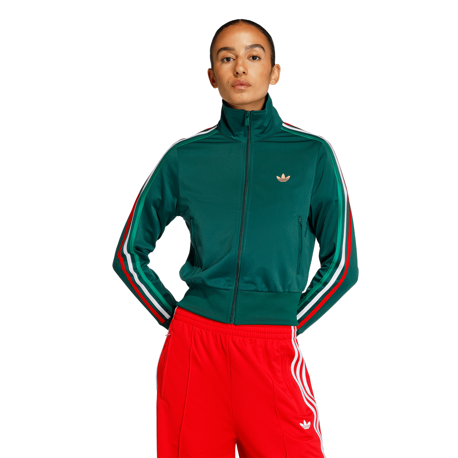 adidas Originals Firebird Classic Track Top - Women's - Bold Green/Team Dark Green/White