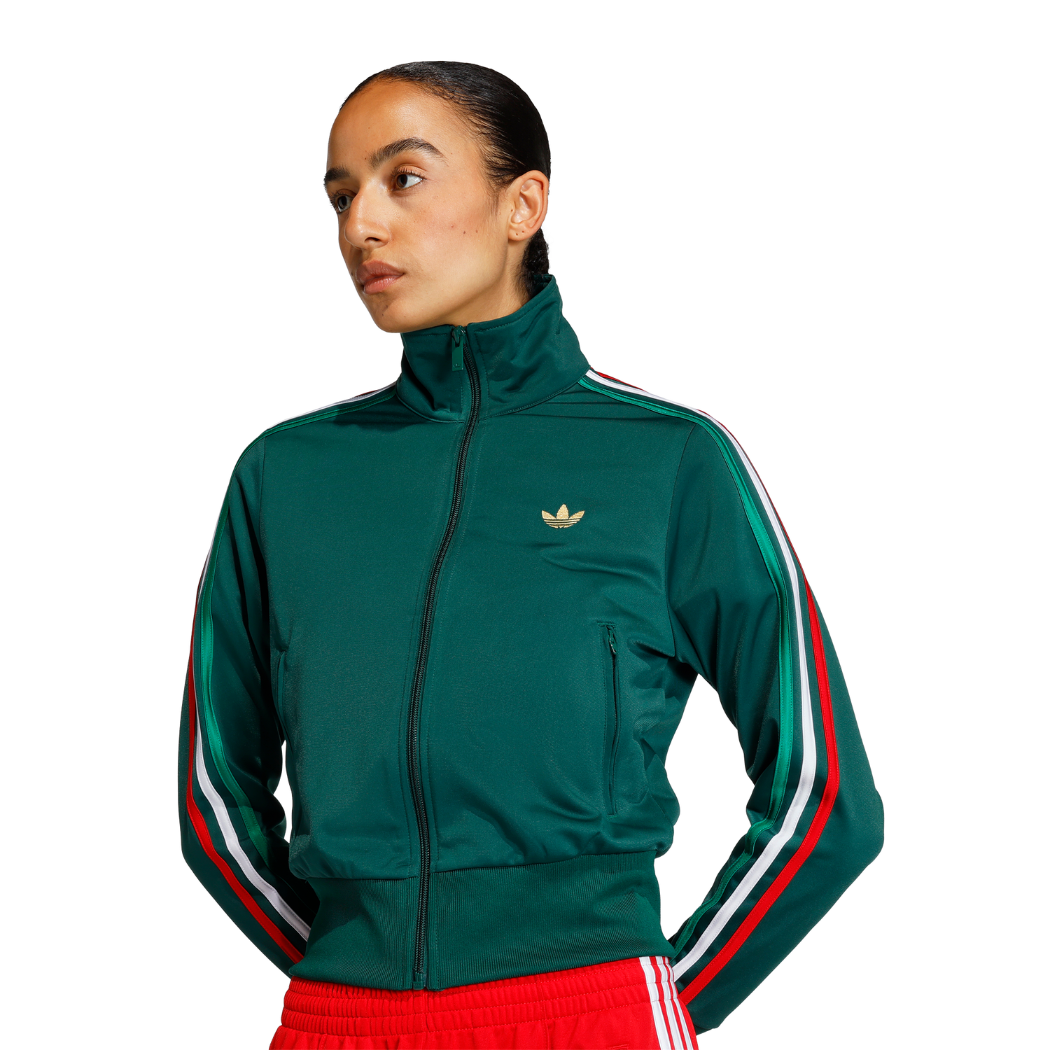 adidas Originals Firebird Classic Track Top - Women's - Bold Green/Team Dark Green/White