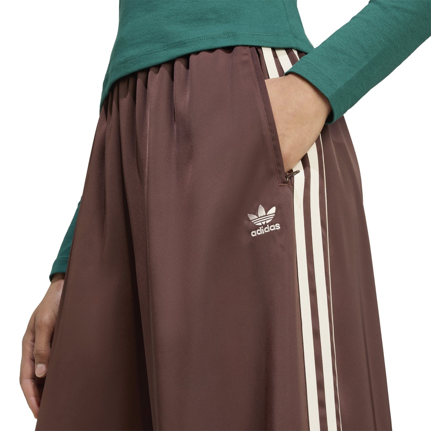 adidas Originals adicolor Satin Wide Leg Track Pants - Women's - Cream White/Auburn