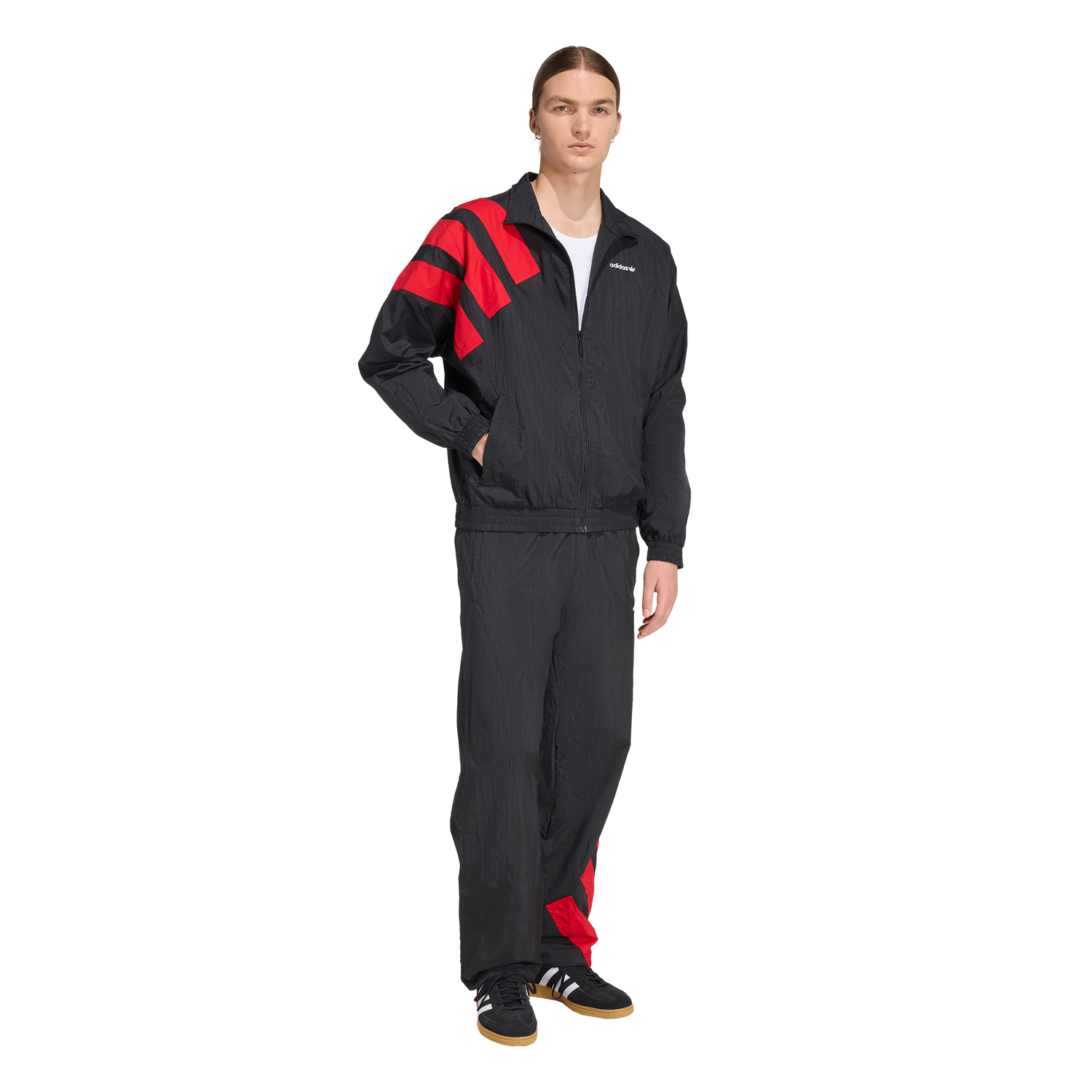 adidas Originals adicolor Blocked Track Pants - Men's - Black/Better Scarlet