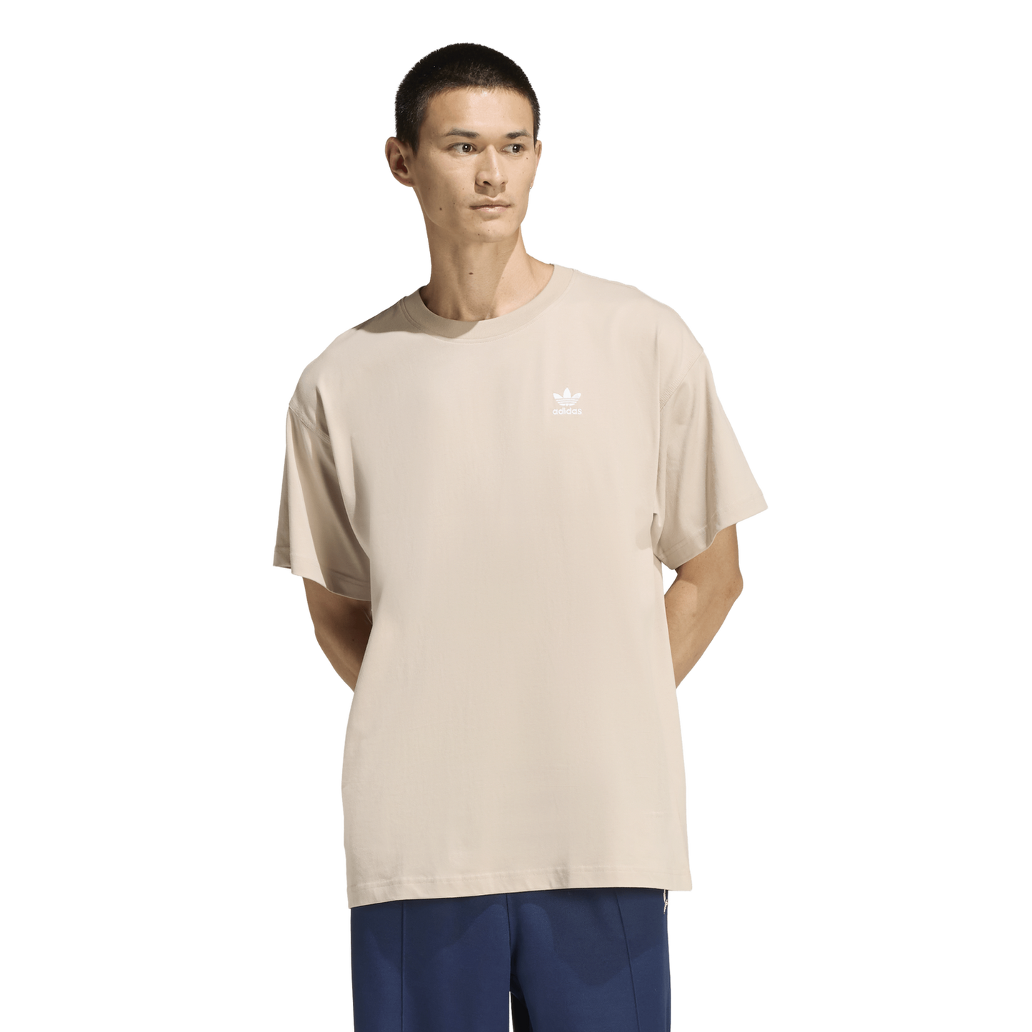 adidas Trefoil Essentials OS T-Shirt - Men's - Stone Khaki/White