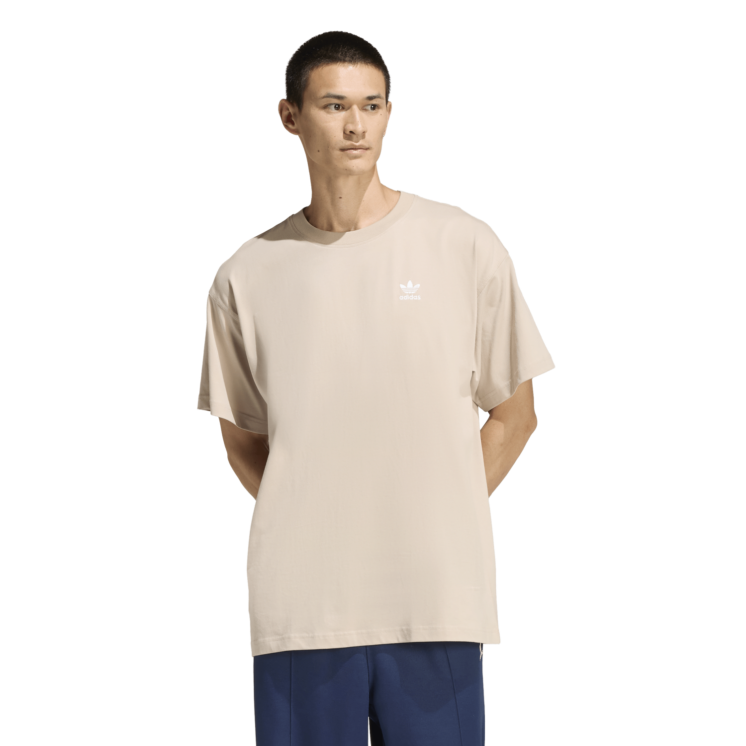adidas Trefoil Essentials OS T-Shirt - Men's - Stone Khaki/White