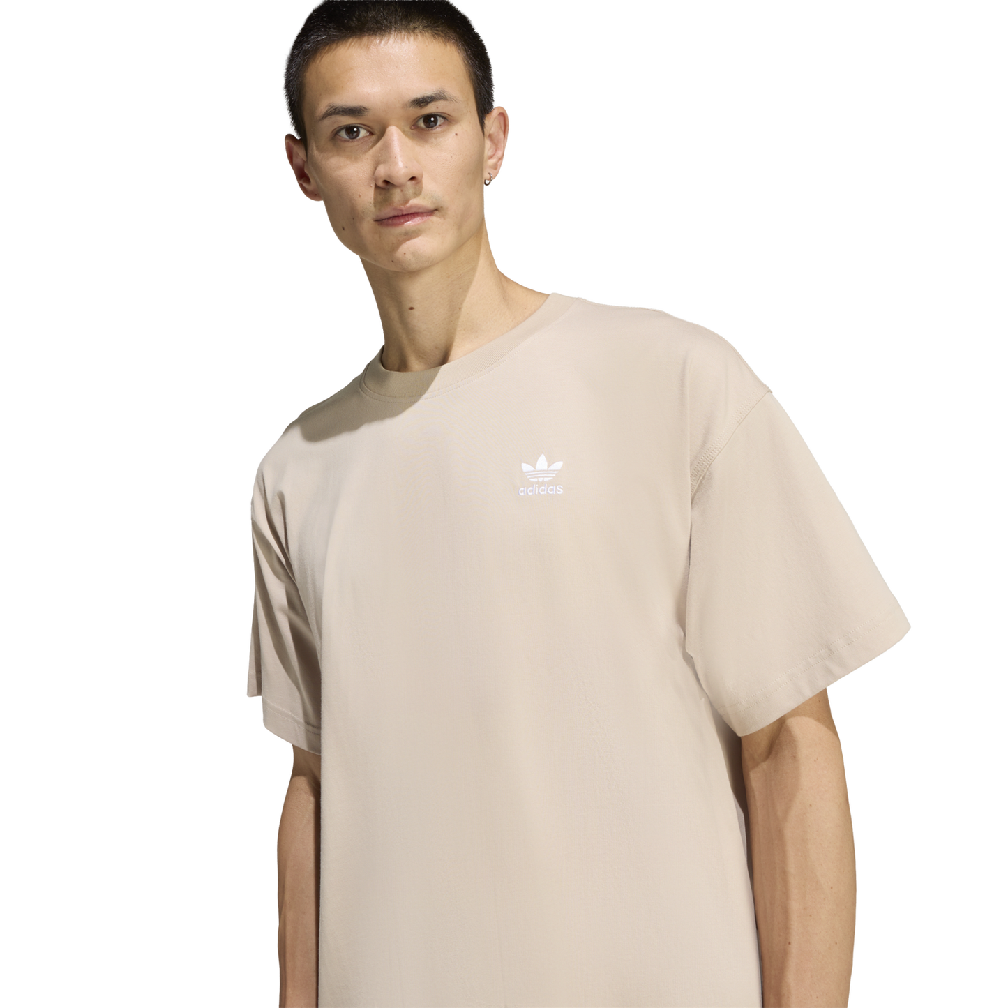 adidas Trefoil Essentials OS T-Shirt - Men's - Stone Khaki/White