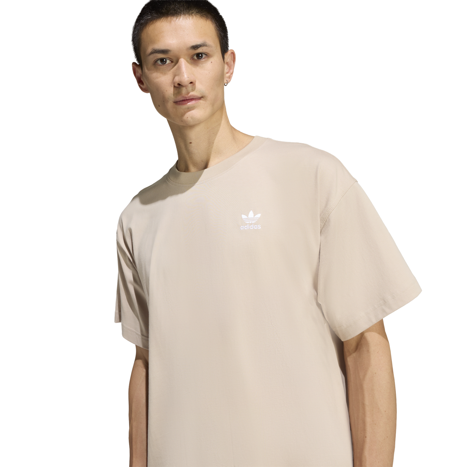 adidas Trefoil Essentials OS T-Shirt - Men's - Stone Khaki/White