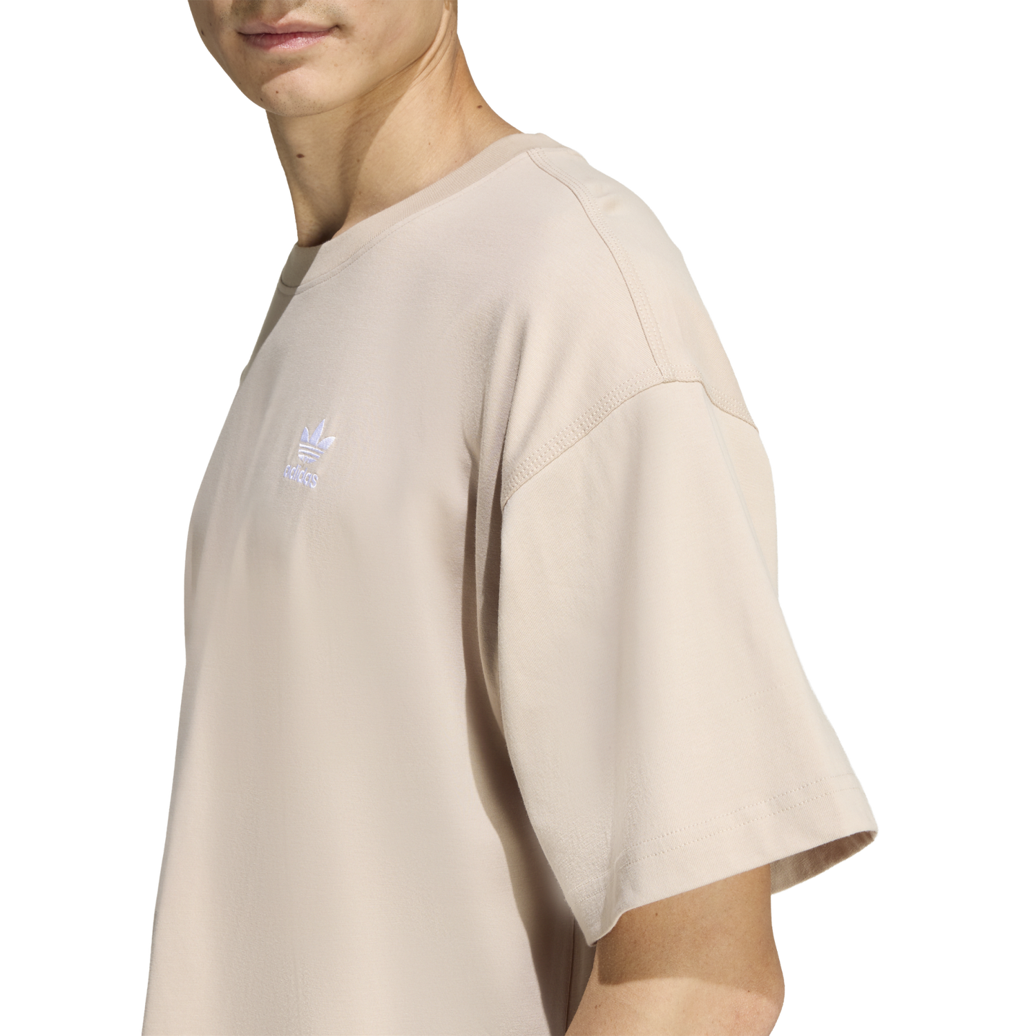 adidas Trefoil Essentials OS T-Shirt - Men's - Stone Khaki/White