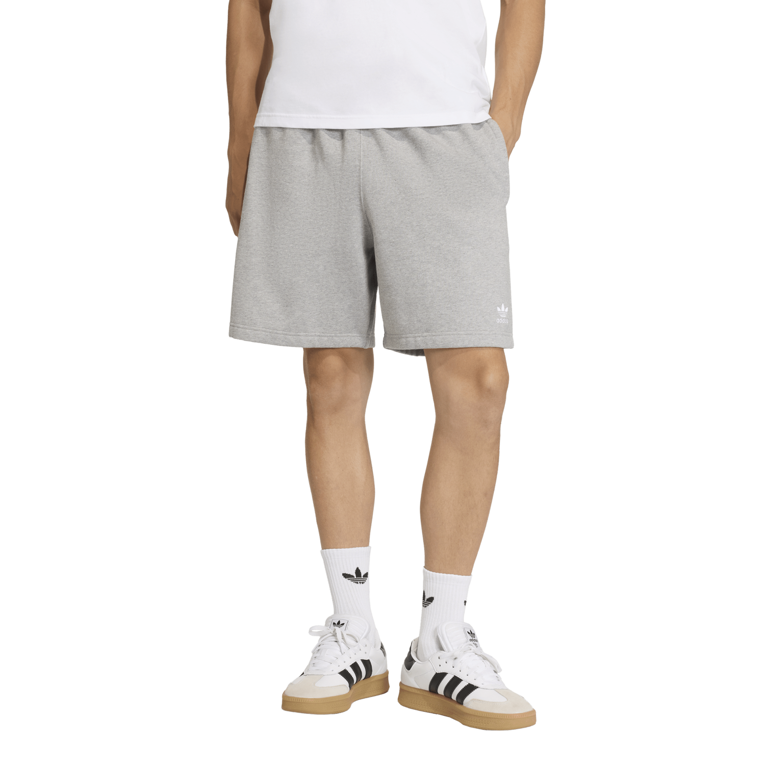 adidas Originals Trefoil Essentials Fleece 7" Shorts - Men's - Medium Grey Heather