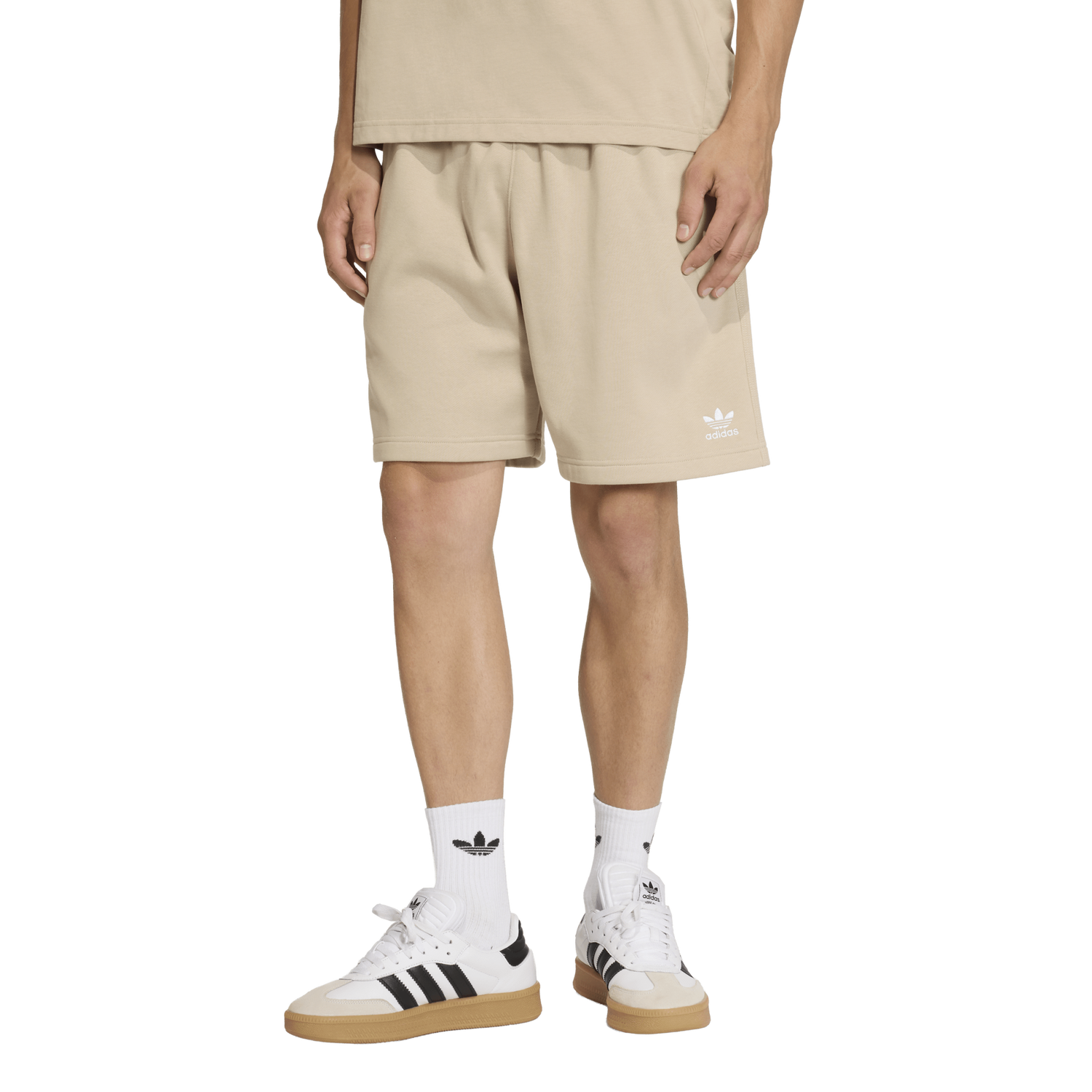 adidas Originals Trefoil Essentials Fleece 7" Shorts - Men's - Stone Khaki